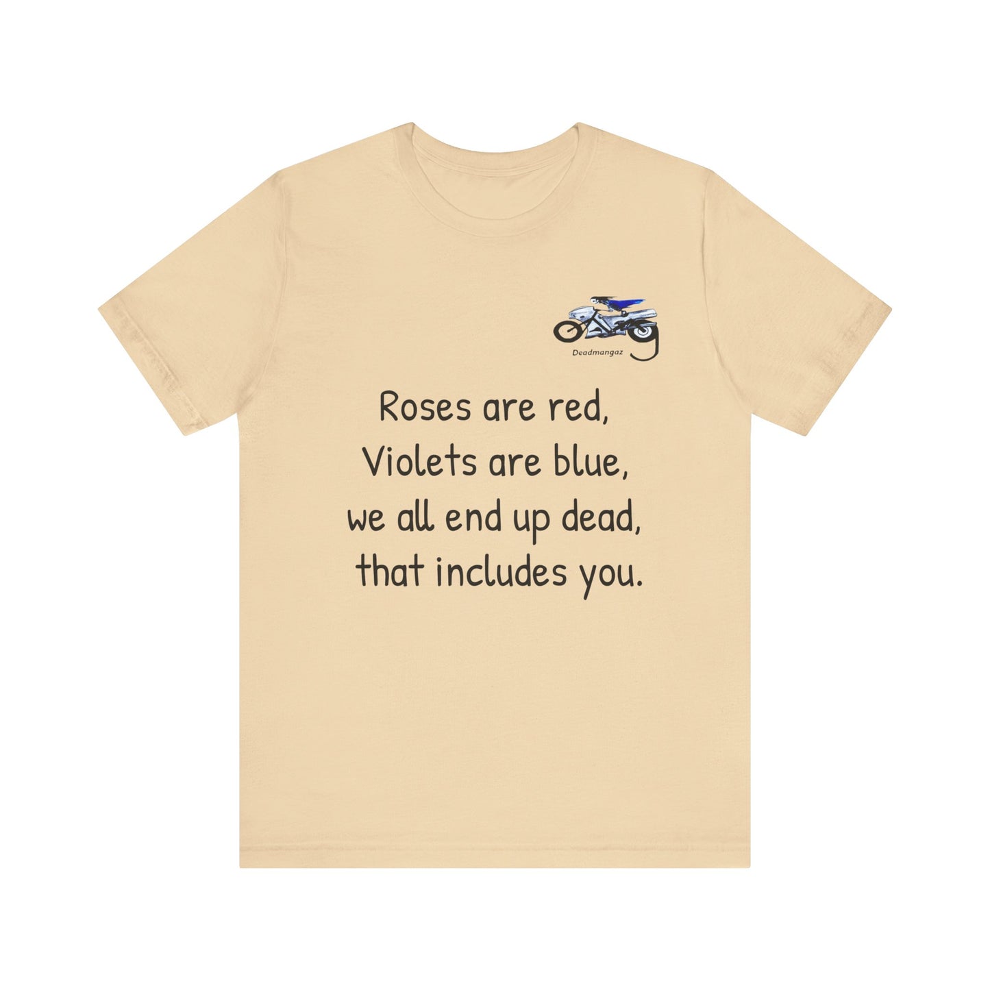 Funny Motorcycle-Themed Unisex Short Sleeve Tee - "Roses are Red, Violets are Blue"