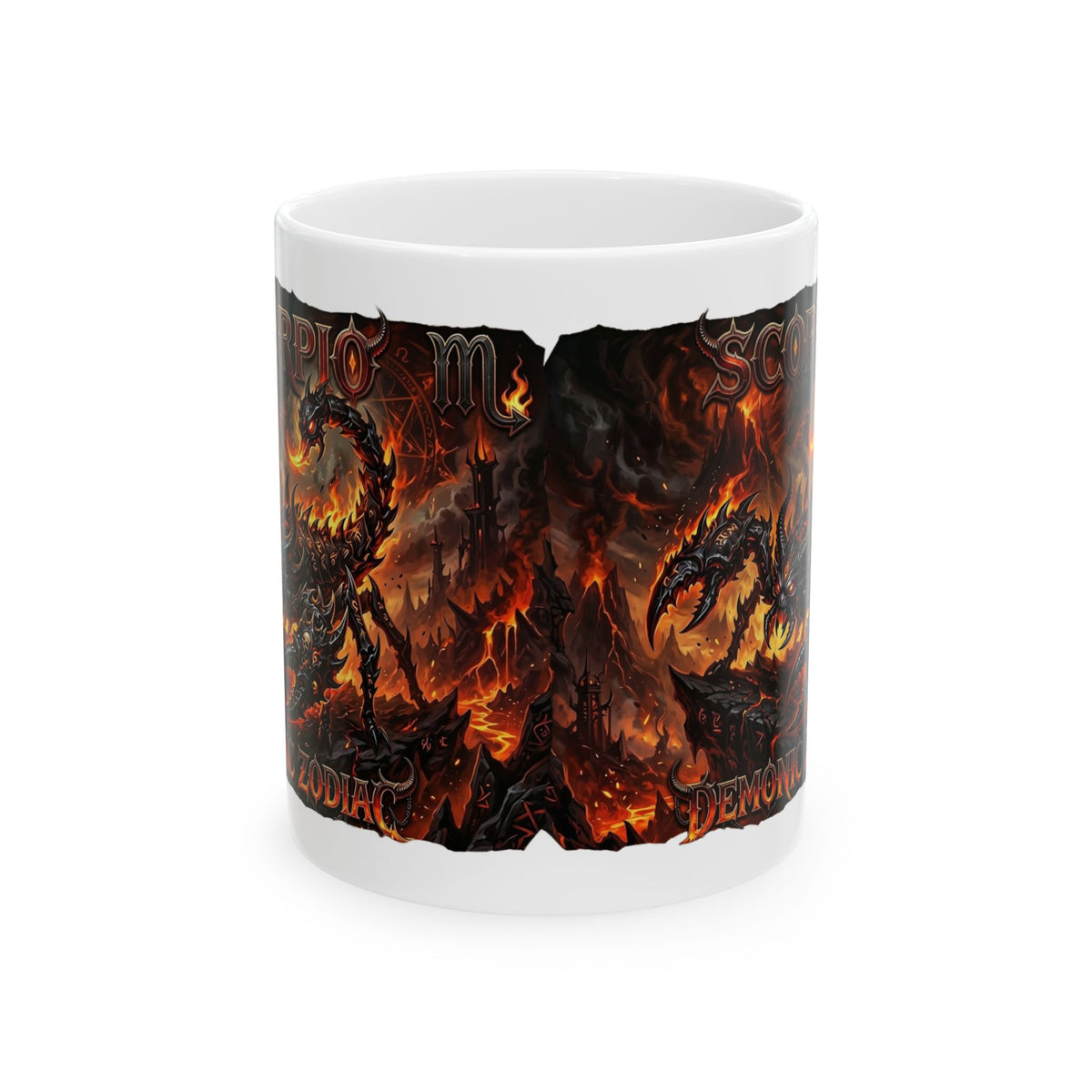 Demonic Scorpio Ceramic Mug — Fiery Gothic Coffee Cup (11oz & 15oz)