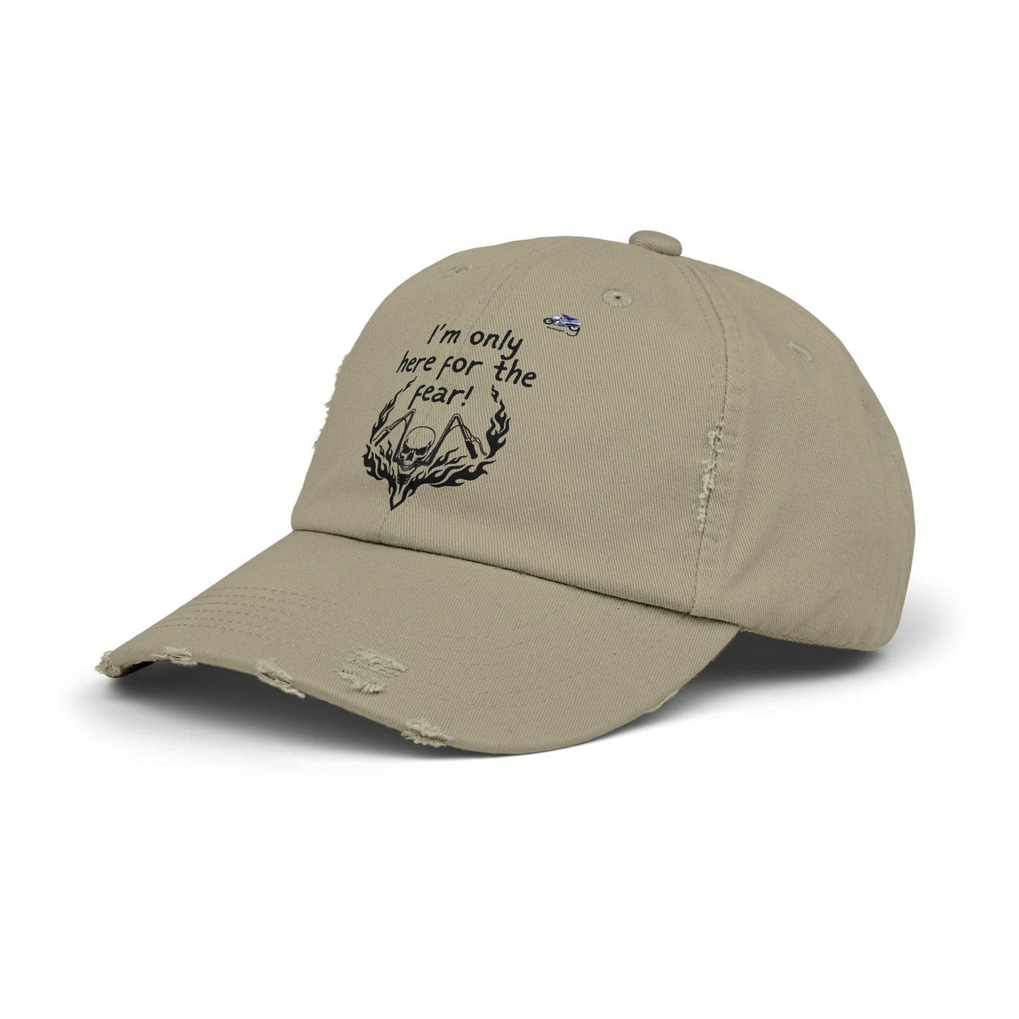Unisex Distressed Cap - 'I'm Only Here for the Fear' Fun Casual Hat for Halloween and Everyday Wear