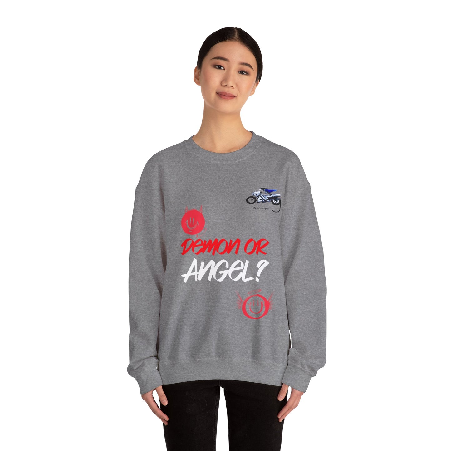 Demon or Angel? Unisex Heavy Blend™ Crewneck Sweatshirt - Fun Graphic Sweatshirt for Everyday Style