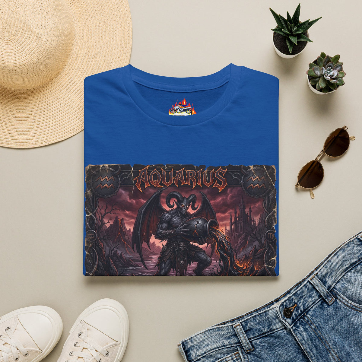 Aquarius Demon Graphic T-Shirt — Dark Gothic Zodiac Tee