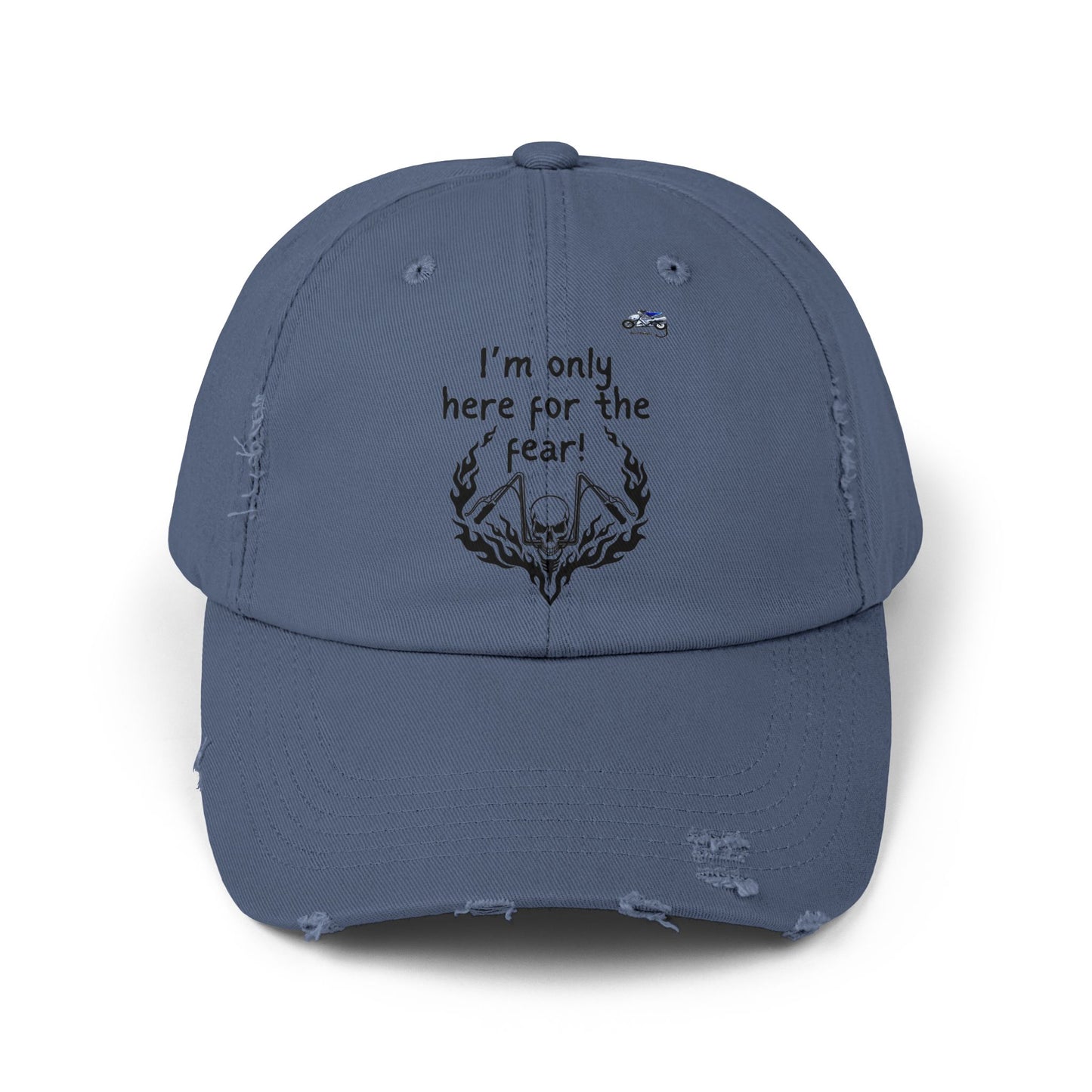 Unisex Distressed Cap - 'I'm Only Here for the Fear' Fun Casual Hat for Halloween and Everyday Wear