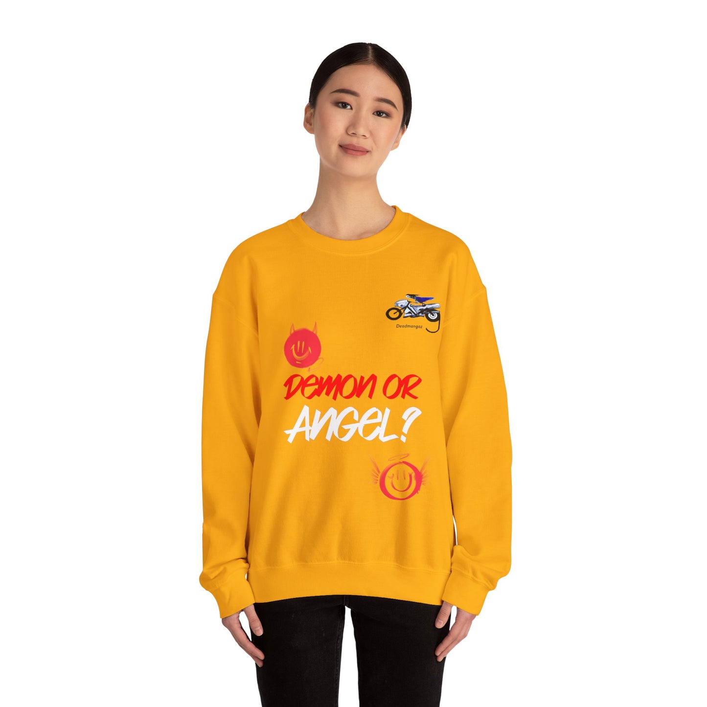 Demon or Angel? Unisex Heavy Blend™ Crewneck Sweatshirt - Fun Graphic Sweatshirt for Everyday Style