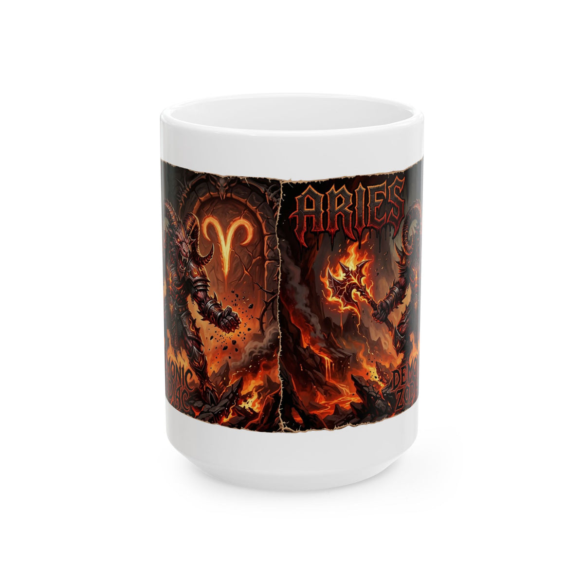 Aries Flame Gothic Ceramic Mug — Zodiac Fire Sign Coffee Cup (11oz & 15oz)