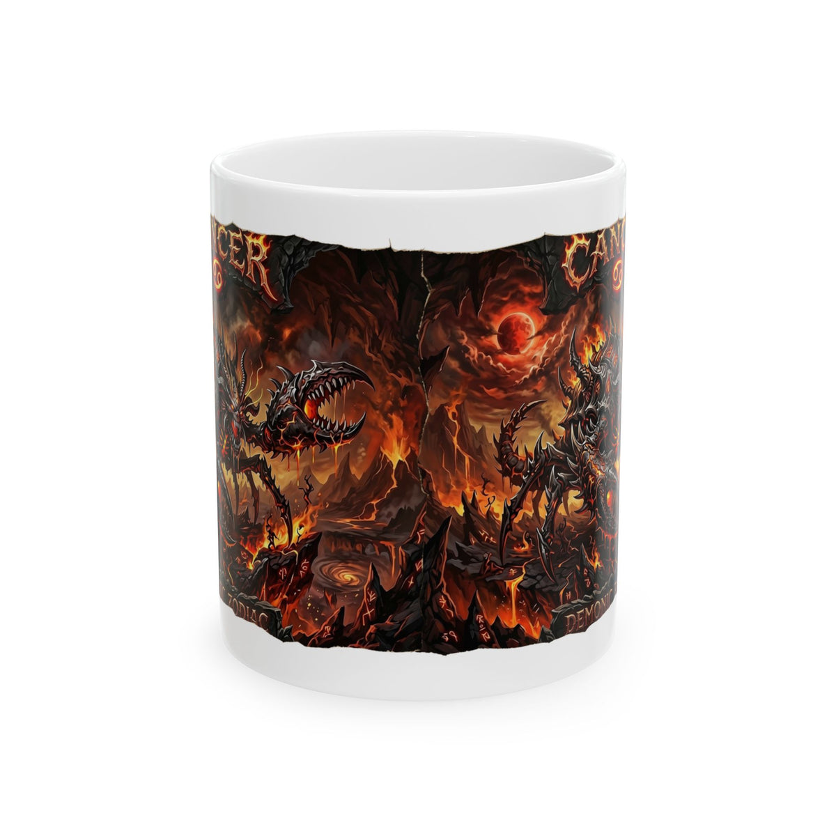 Demonic Cancer Ceramic Mug — Fiery Demon Design (11oz/15oz)