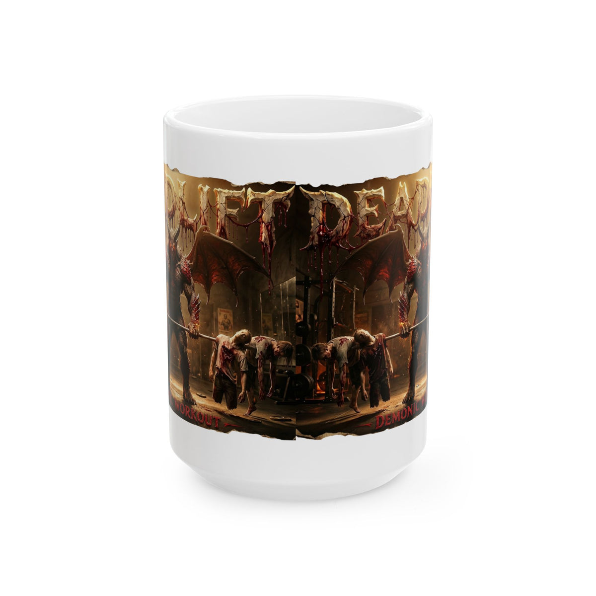 Demonic Workout Ceramic Mug – "Dead lift" Horror Coffee Cup (11oz, 15oz)