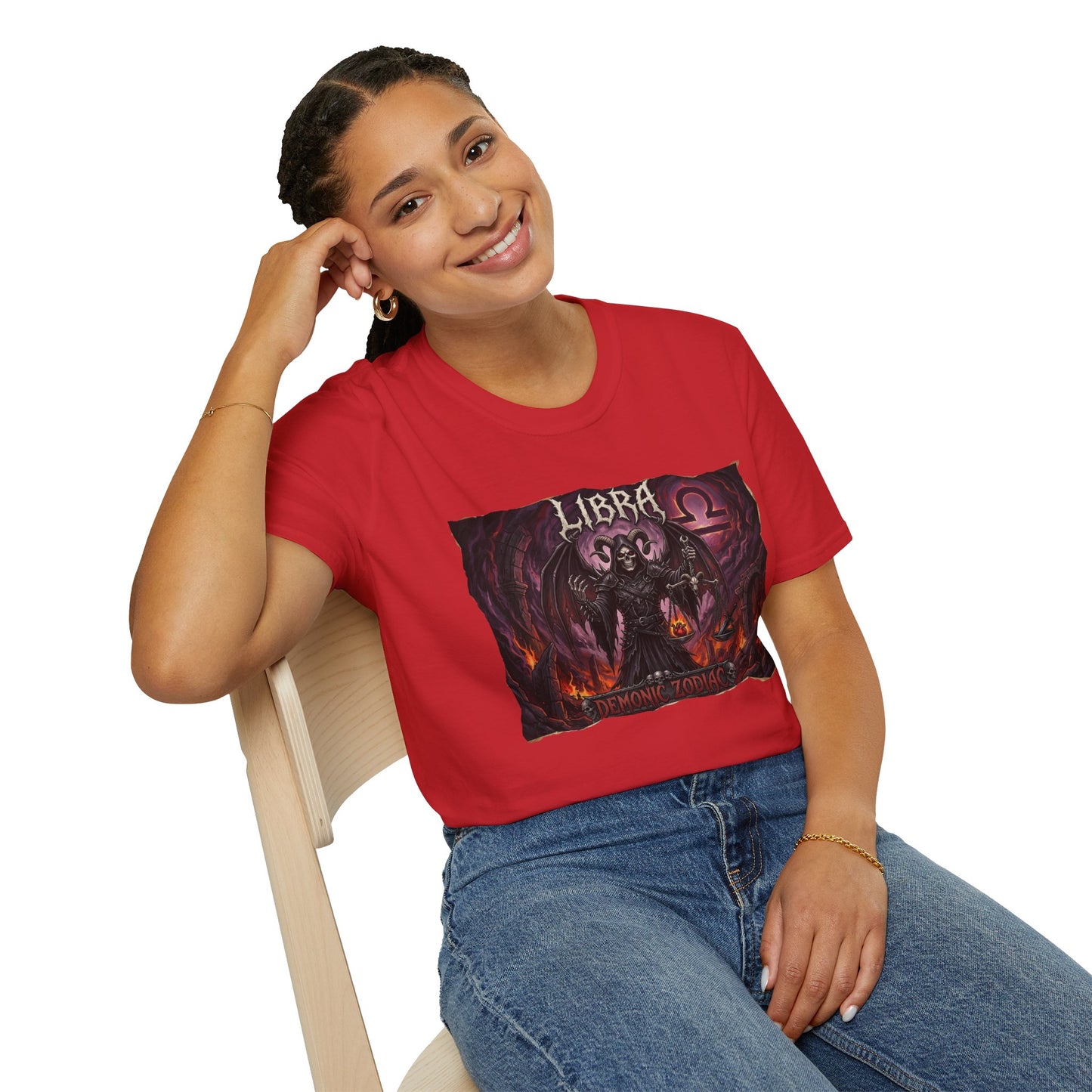 Libra Zodiac T-Shirt — Gothic Demon Astrology Tee with Libra Symbol