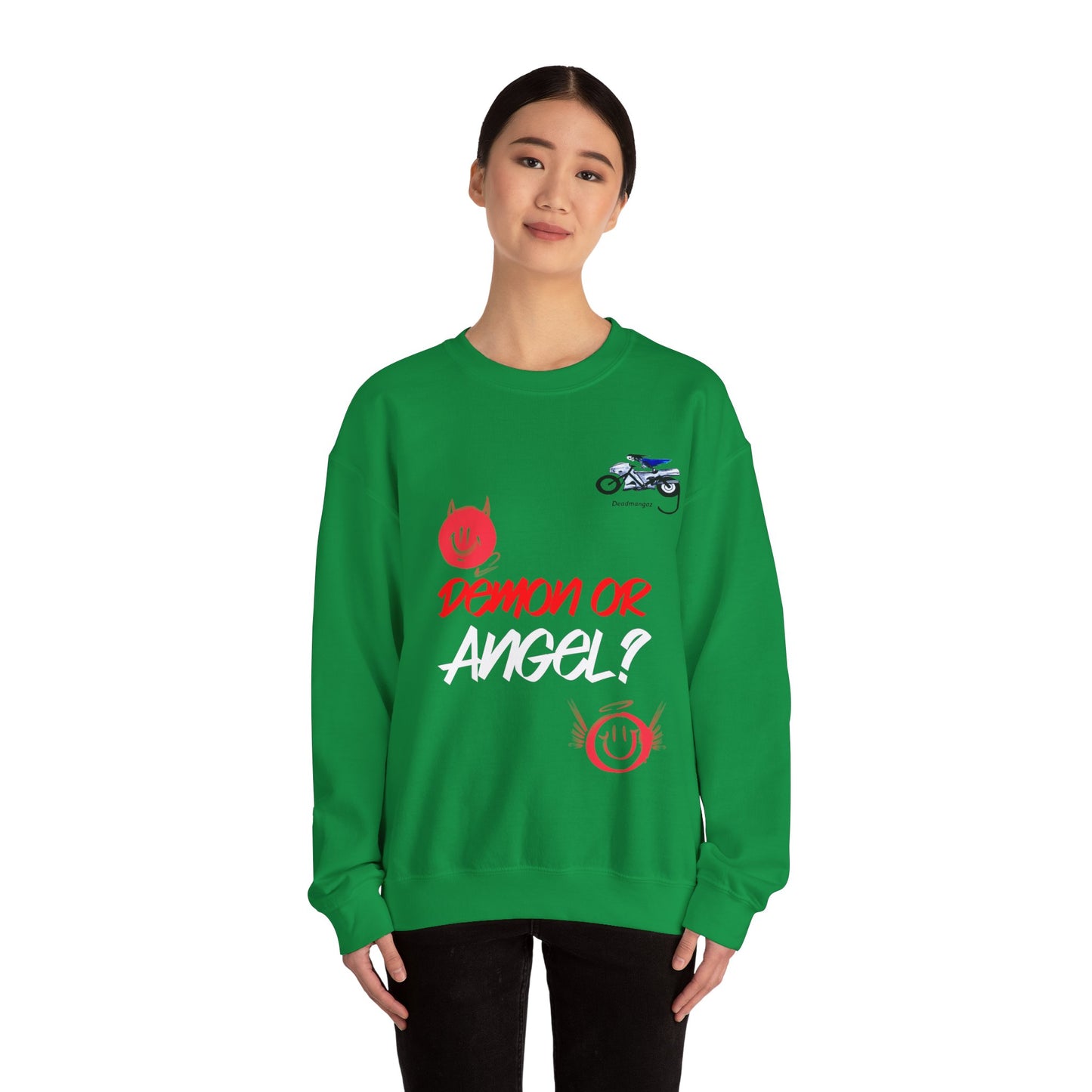 Demon or Angel? Unisex Heavy Blend™ Crewneck Sweatshirt - Fun Graphic Sweatshirt for Everyday Style