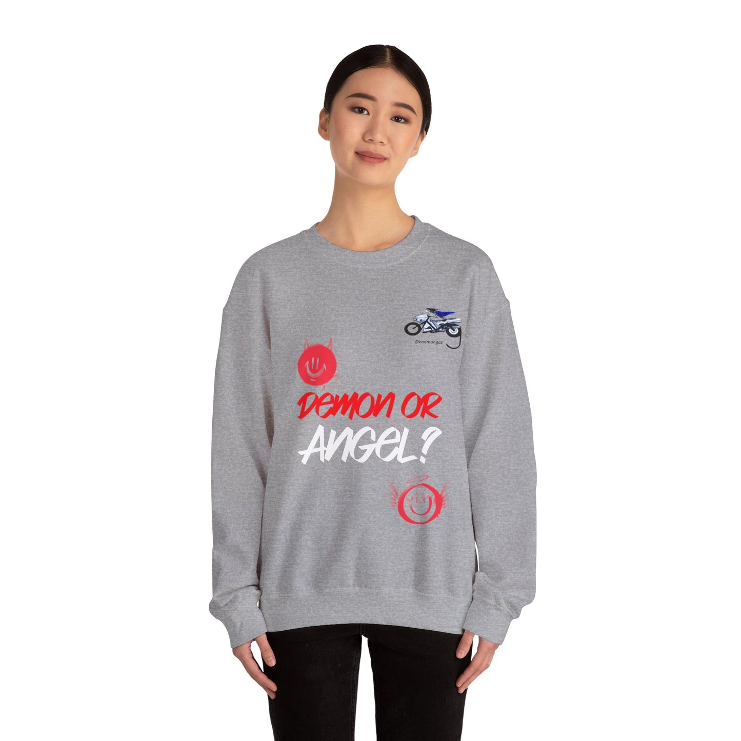 Demon or Angel? Unisex Heavy Blend™ Crewneck Sweatshirt - Fun Graphic Sweatshirt for Everyday Style
