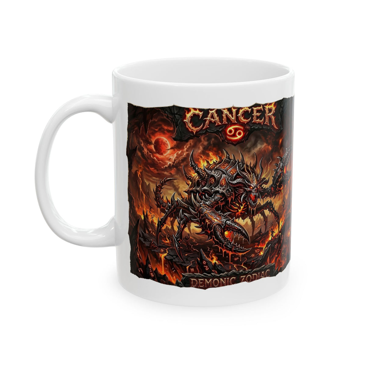 Demonic Cancer Ceramic Mug — Fiery Demon Design (11oz/15oz)