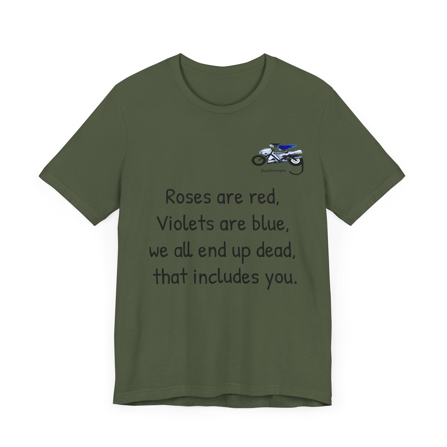 Funny Motorcycle-Themed Unisex Short Sleeve Tee - "Roses are Red, Violets are Blue"