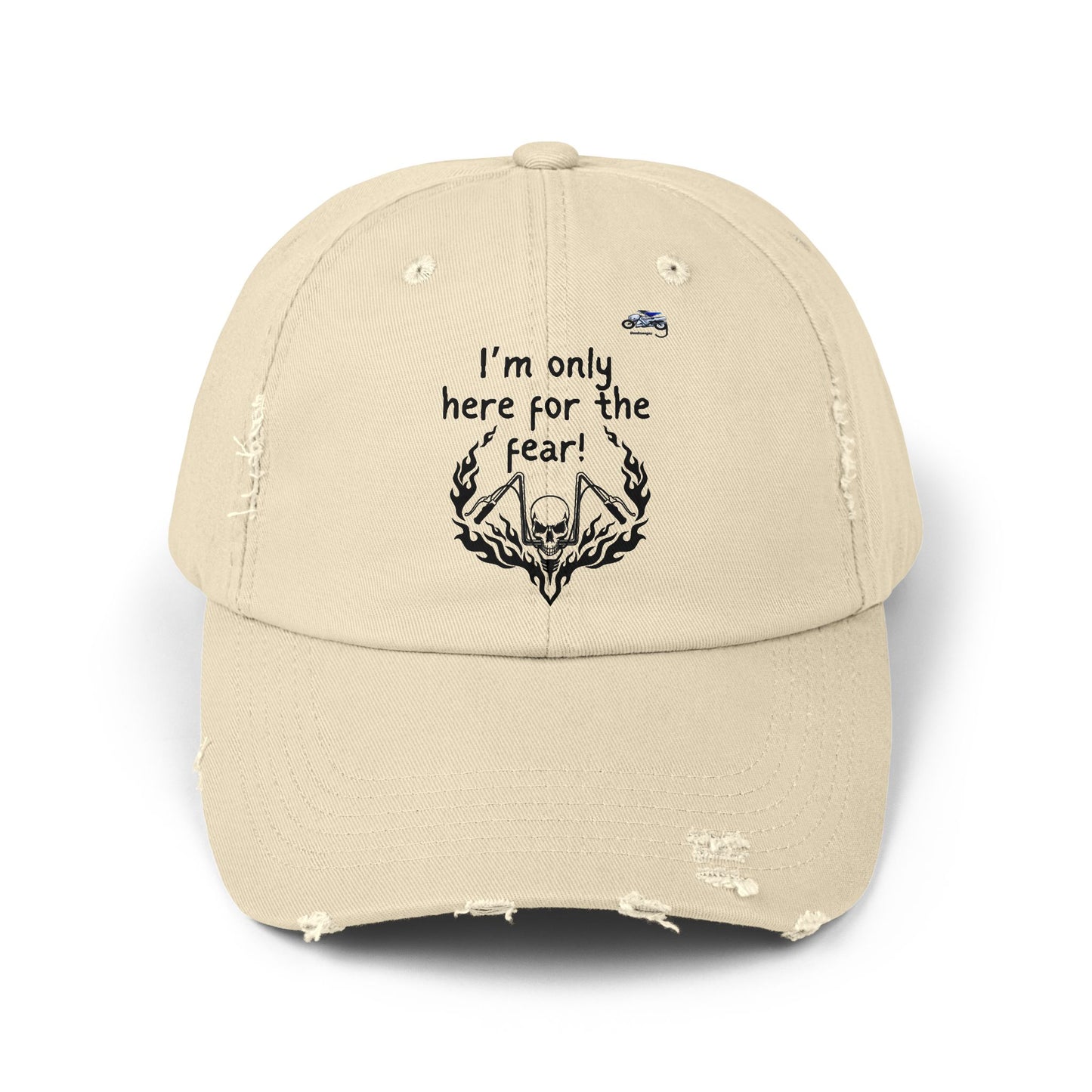 Unisex Distressed Cap - 'I'm Only Here for the Fear' Fun Casual Hat for Halloween and Everyday Wear