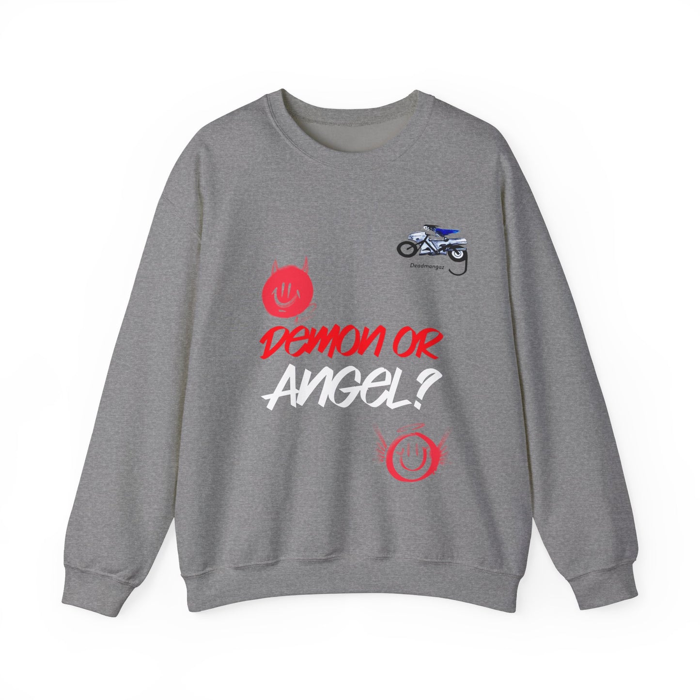Demon or Angel? Unisex Heavy Blend™ Crewneck Sweatshirt - Fun Graphic Sweatshirt for Everyday Style