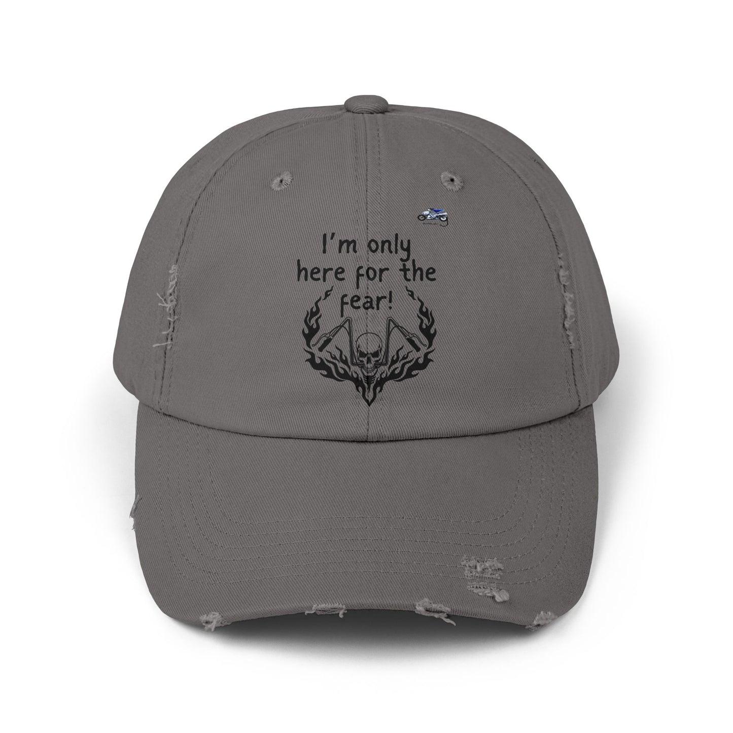 Unisex Distressed Cap - 'I'm Only Here for the Fear' Fun Casual Hat for Halloween and Everyday Wear