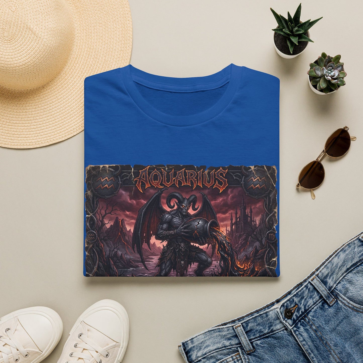 Aquarius Demon Graphic T-Shirt — Dark Gothic Zodiac Tee