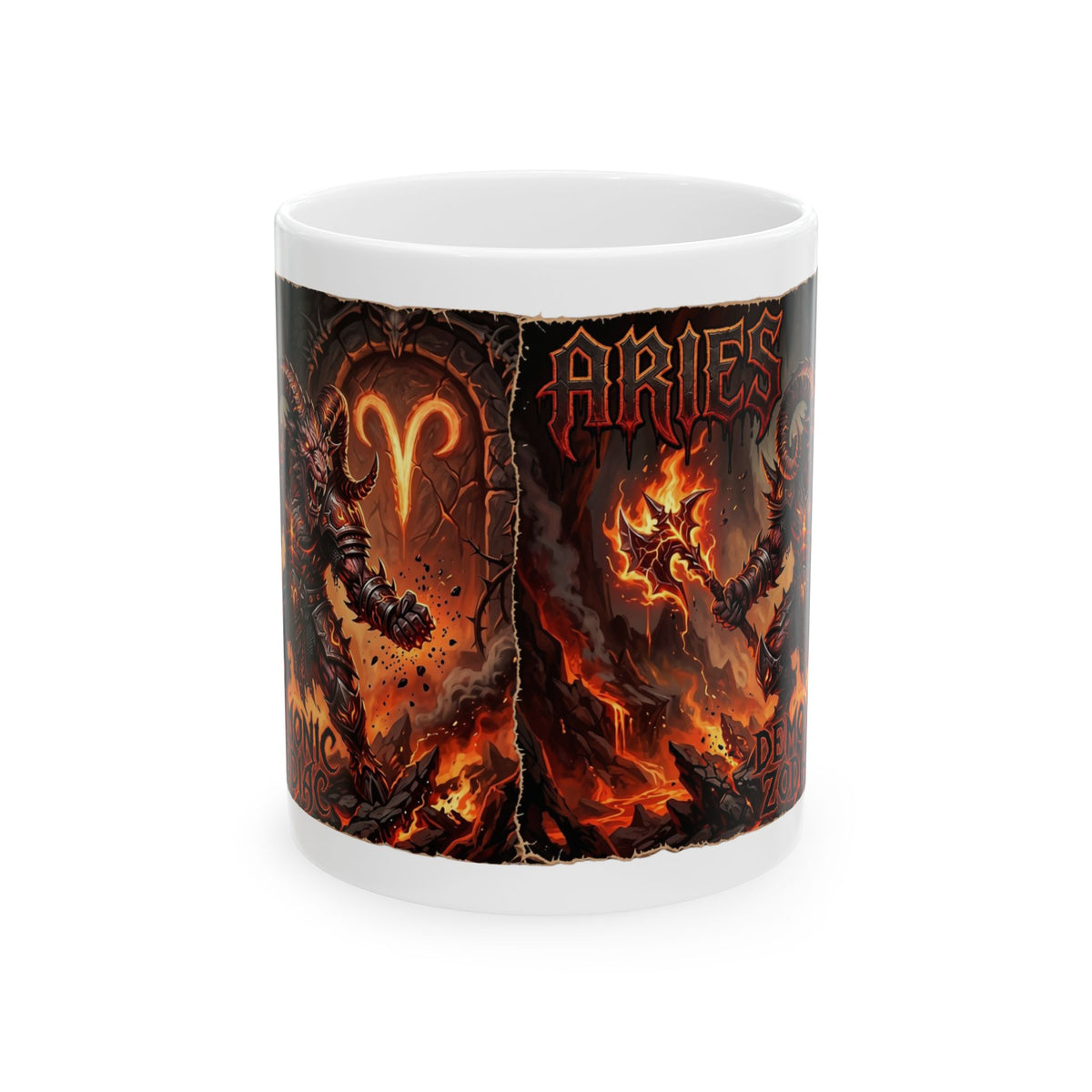 Aries Flame Gothic Ceramic Mug — Zodiac Fire Sign Coffee Cup (11oz & 15oz)