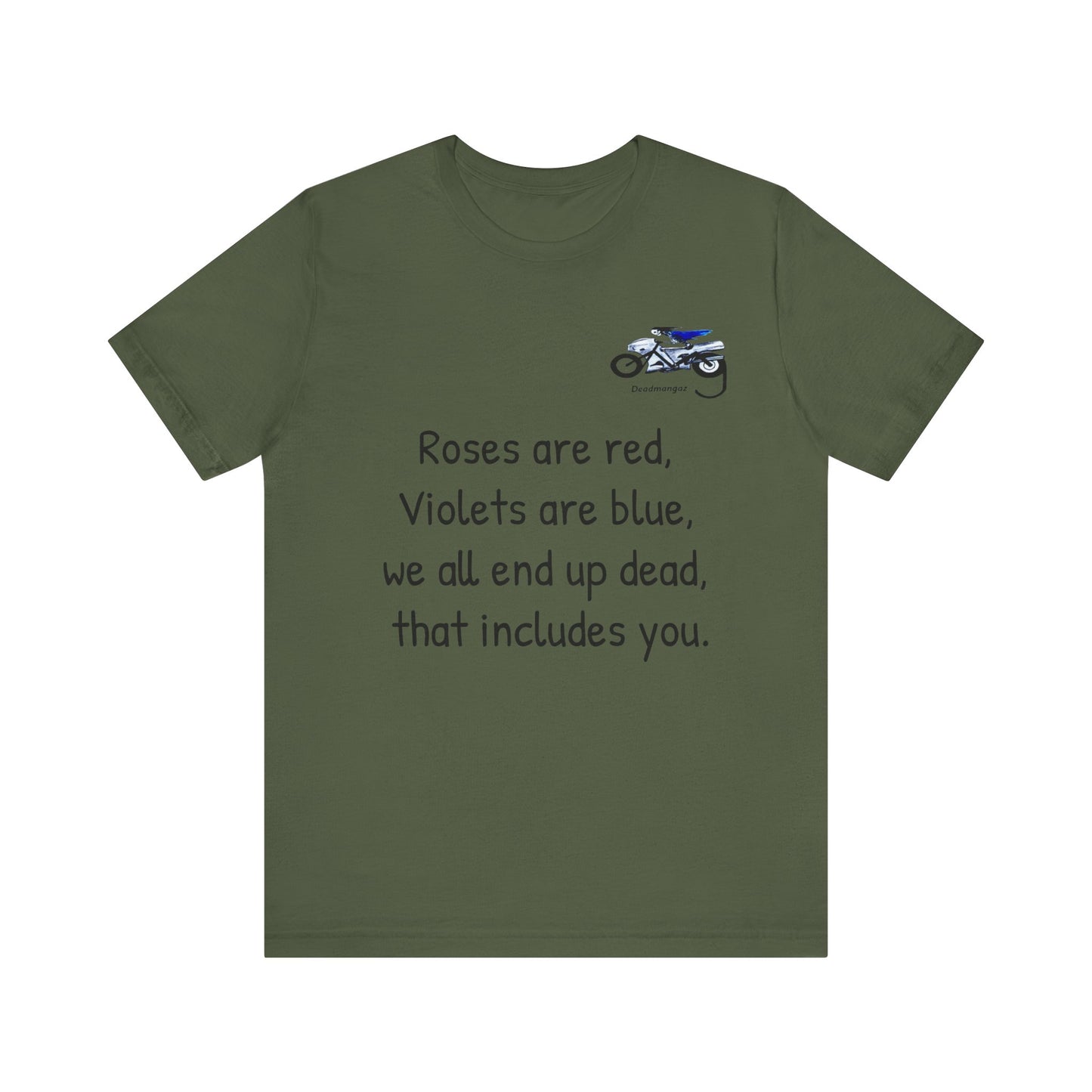 Funny Motorcycle-Themed Unisex Short Sleeve Tee - "Roses are Red, Violets are Blue"