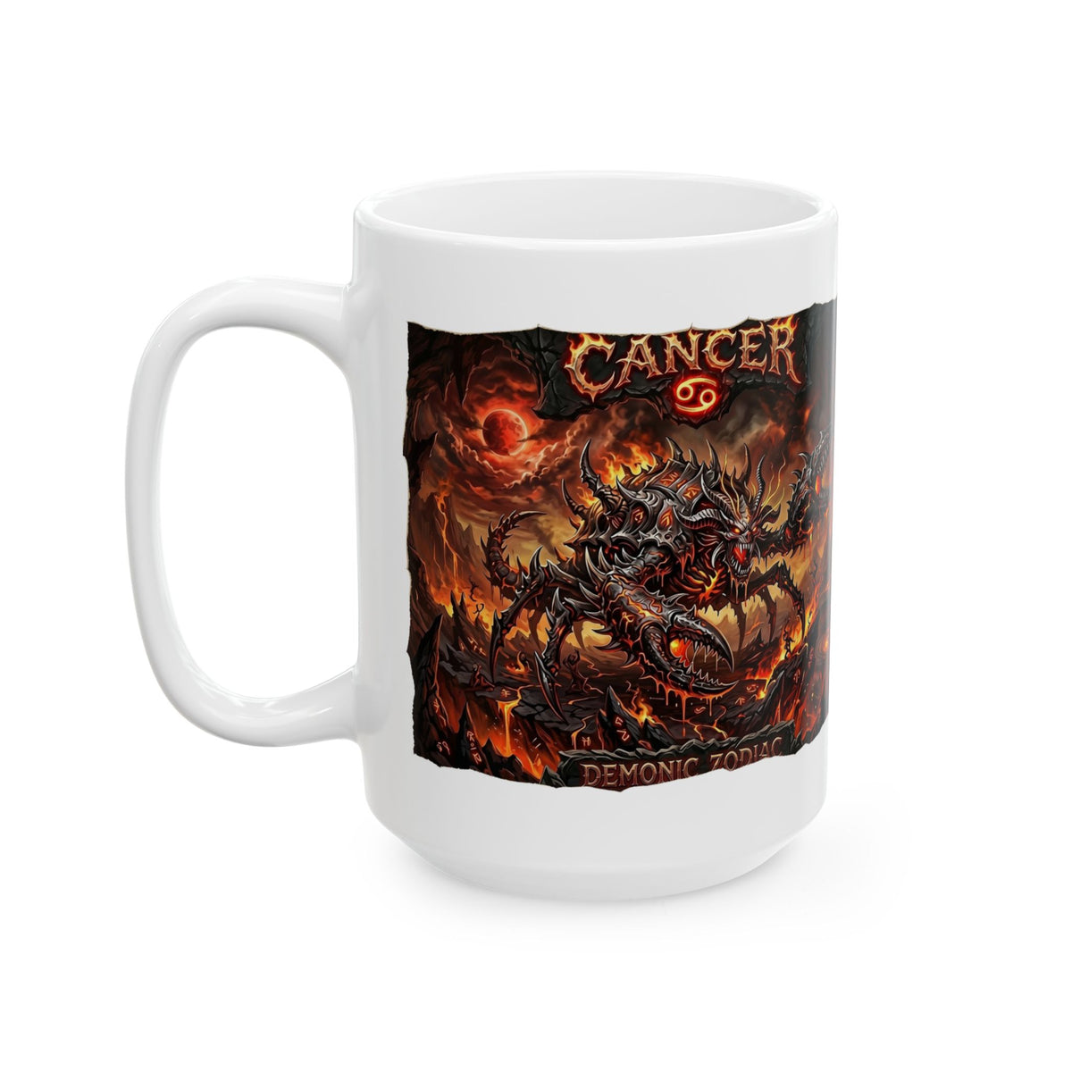 Demonic Cancer Ceramic Mug — Fiery Demon Design (11oz/15oz)