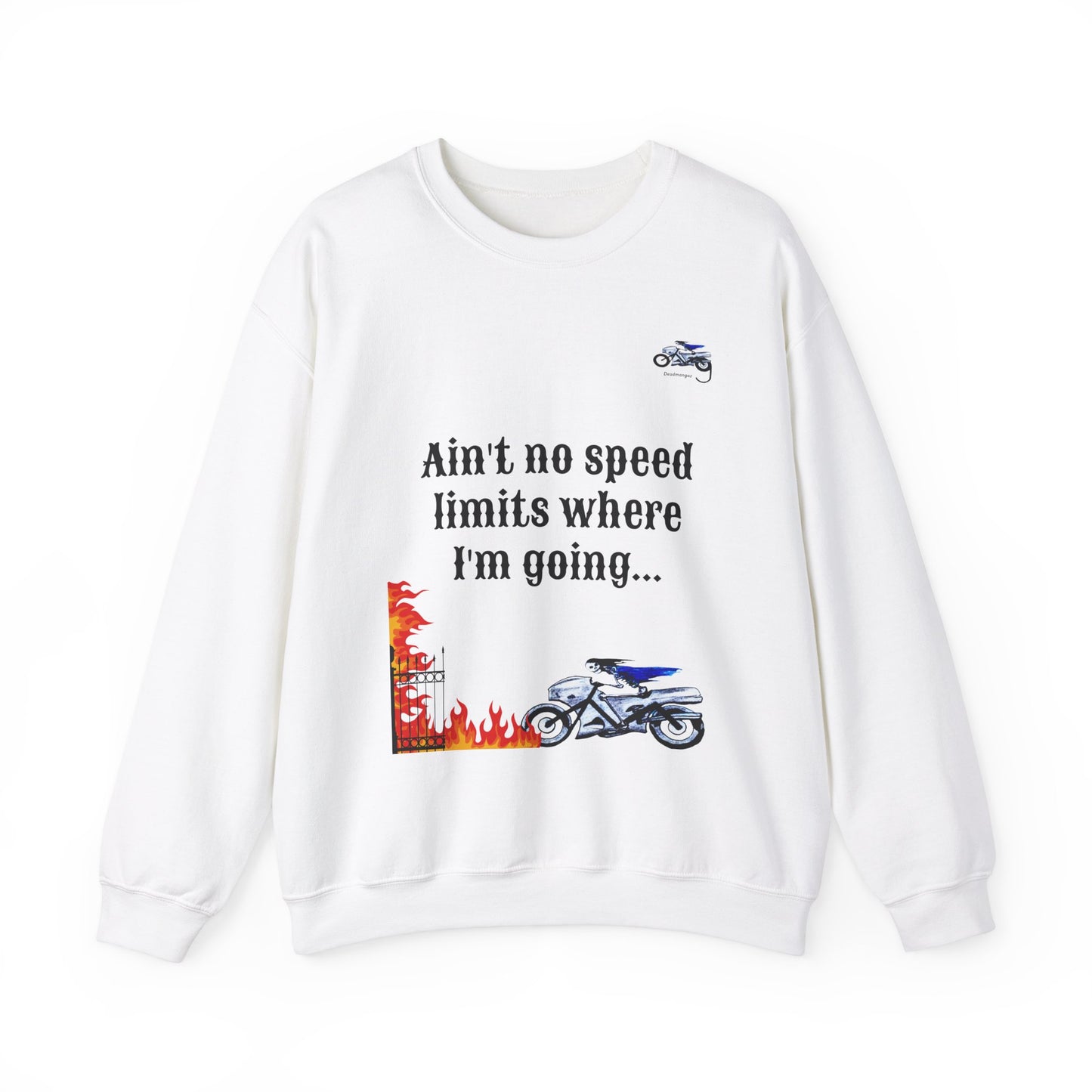 Ain't No Speed Limits Crewneck Sweatshirt - Stylish Pink Motorbike Design