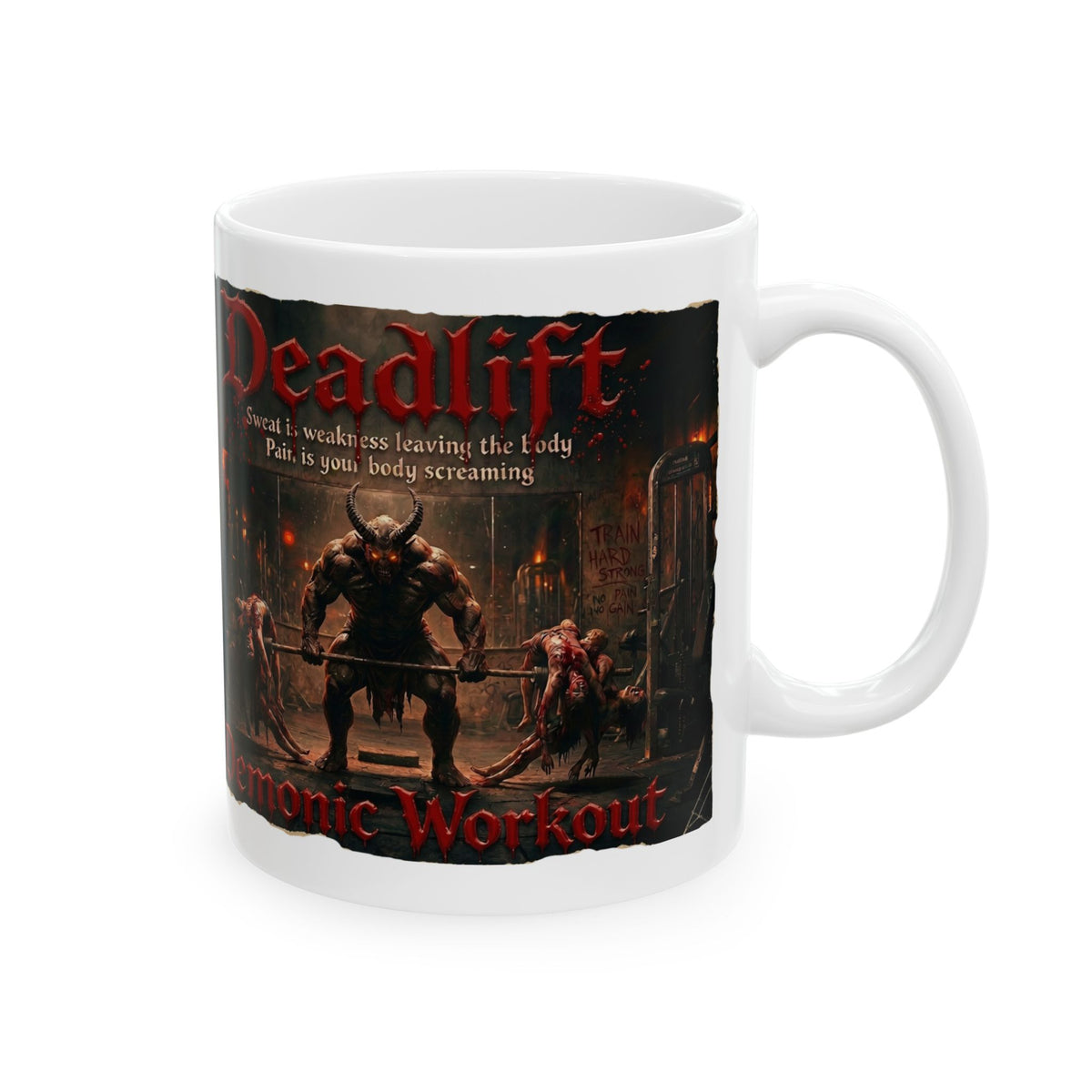 Demonic Gym Ceramic Mug (11oz & 15oz) — Dark Workout Art Coffee Cup