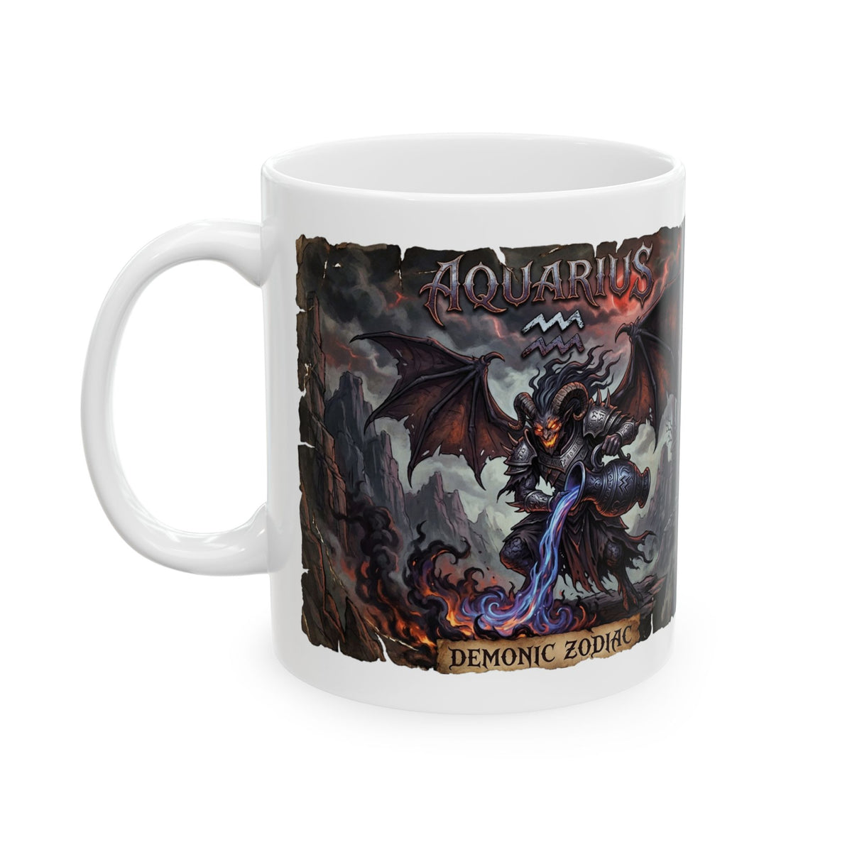 Demonic Aquarius Ceramic Mug (11oz/15oz) — Dark Gothic Fantasy Coffee Cup