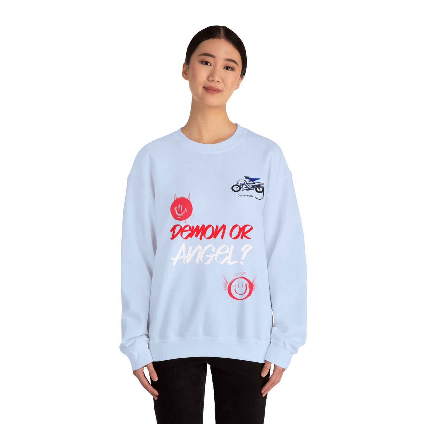 Demon or Angel? Unisex Heavy Blend™ Crewneck Sweatshirt - Fun Graphic Sweatshirt for Everyday Style