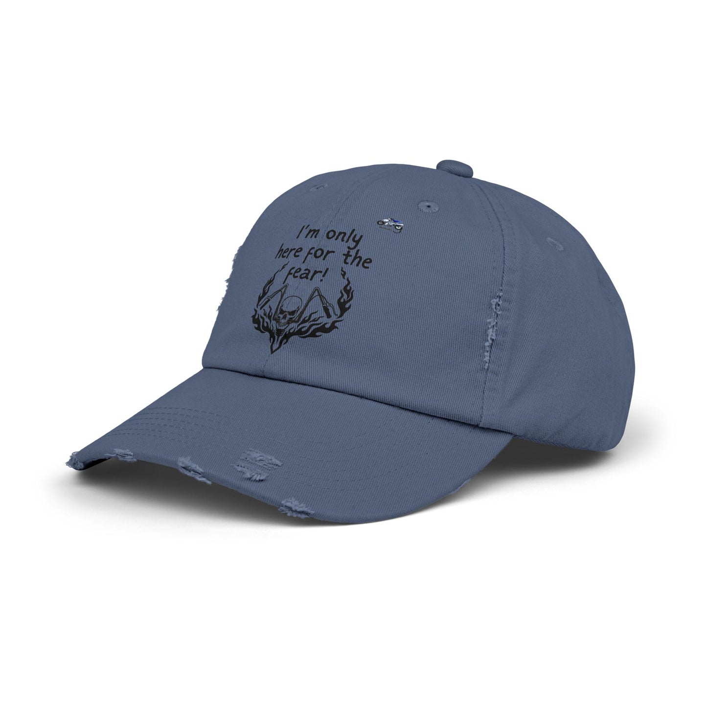 Unisex Distressed Cap - 'I'm Only Here for the Fear' Fun Casual Hat for Halloween and Everyday Wear