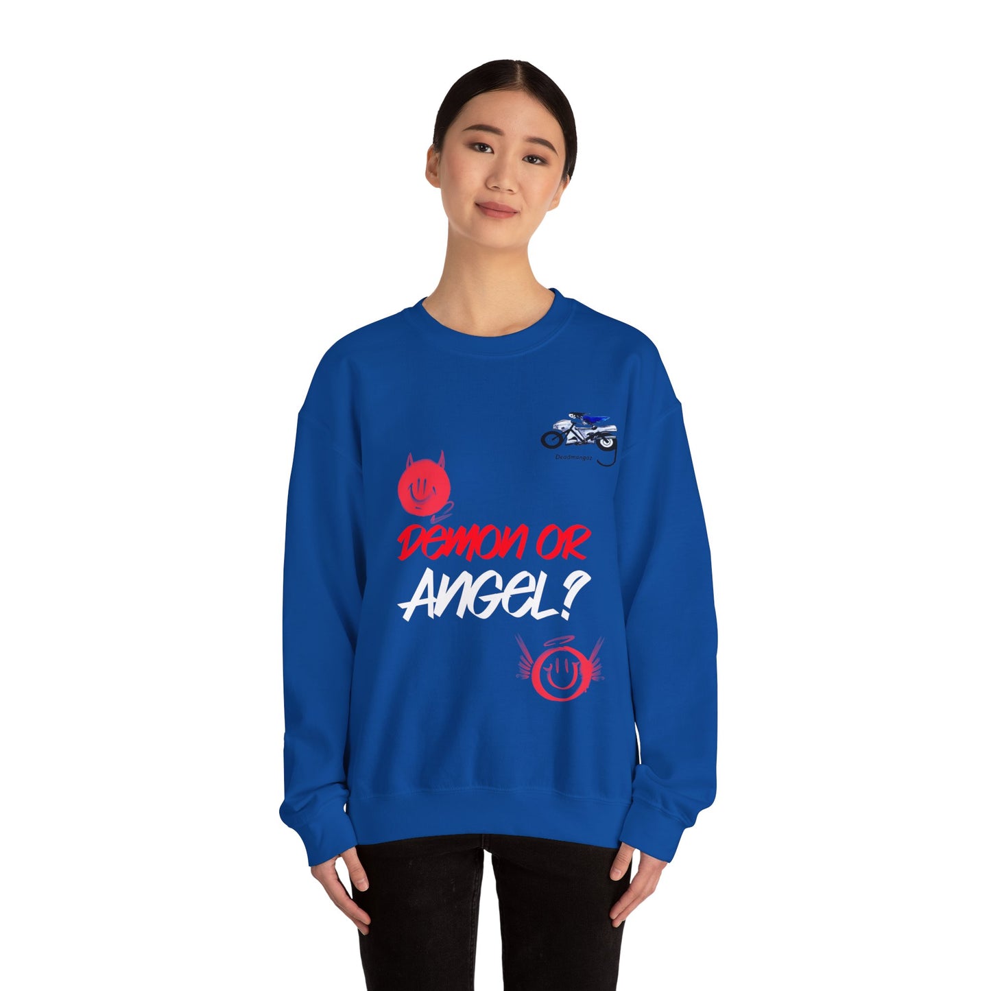 Demon or Angel? Unisex Heavy Blend™ Crewneck Sweatshirt - Fun Graphic Sweatshirt for Everyday Style