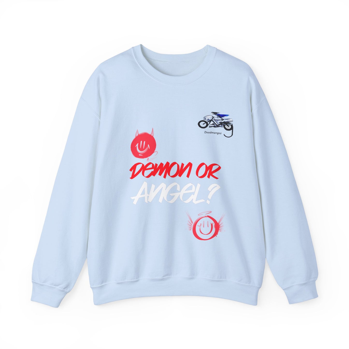 Demon or Angel? Unisex Heavy Blend™ Crewneck Sweatshirt - Fun Graphic Sweatshirt for Everyday Style