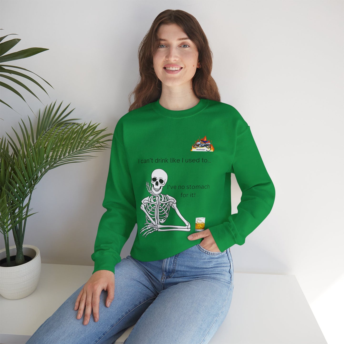 Funny Skeleton Drinking Sweatshirt - Unisex Crewneck for Halloween Celebrations