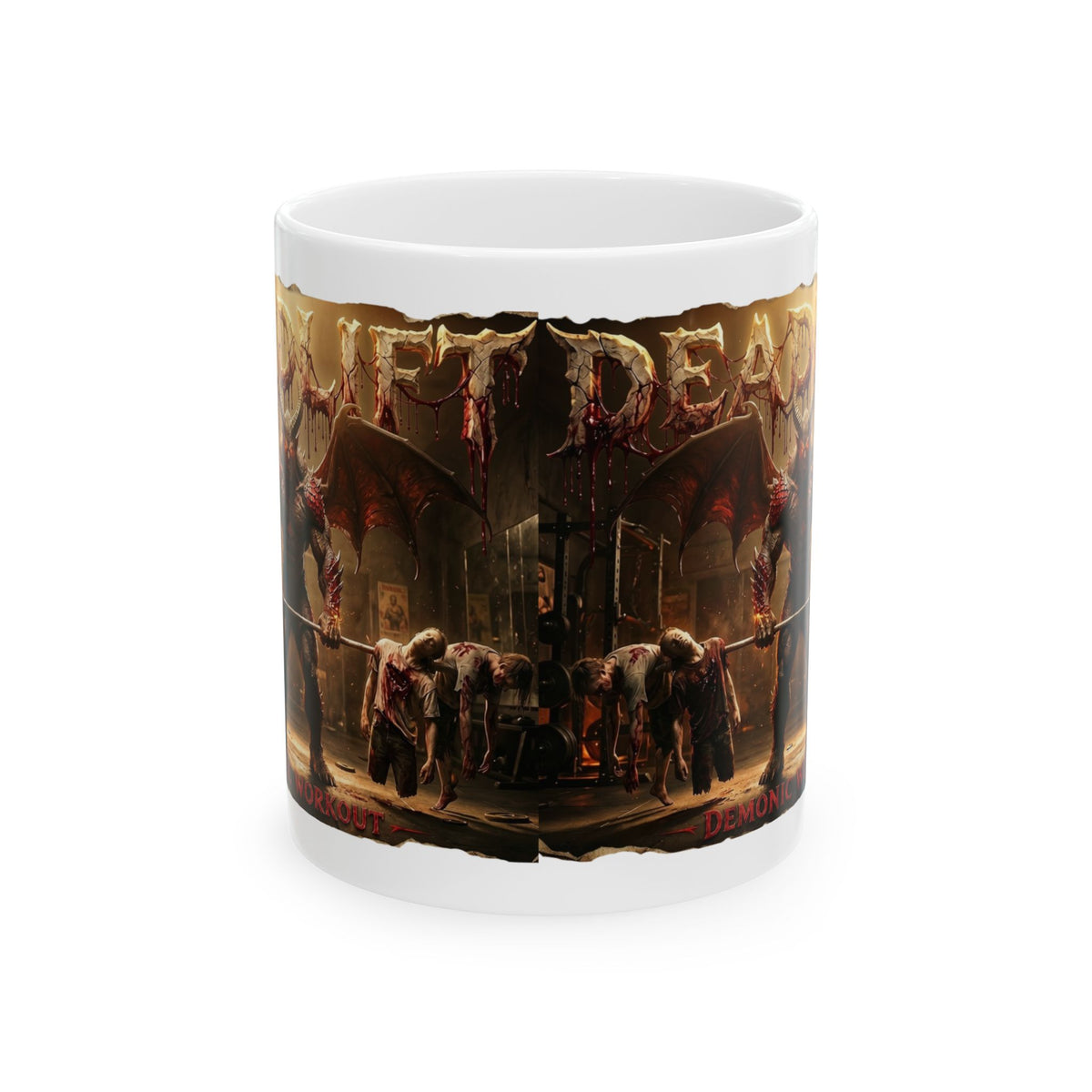 Demonic Workout Ceramic Mug – "Dead lift" Horror Coffee Cup (11oz, 15oz)