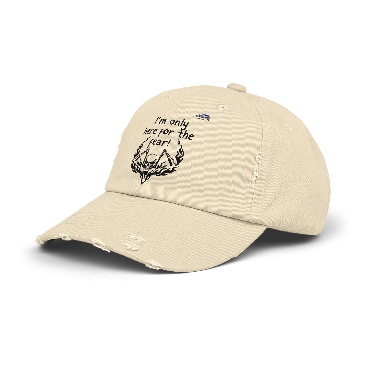 Unisex Distressed Cap - 'I'm Only Here for the Fear' Fun Casual Hat for Halloween and Everyday Wear