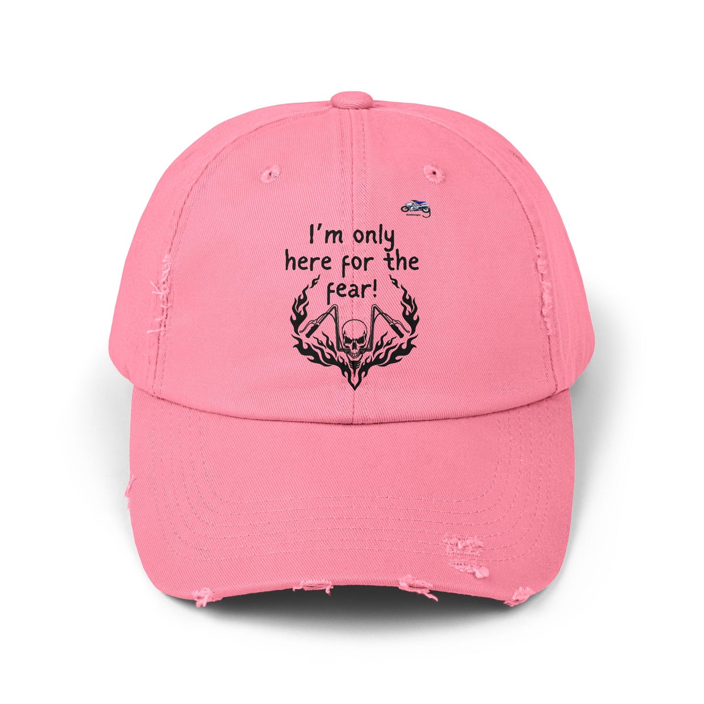 Unisex Distressed Cap - 'I'm Only Here for the Fear' Fun Casual Hat for Halloween and Everyday Wear