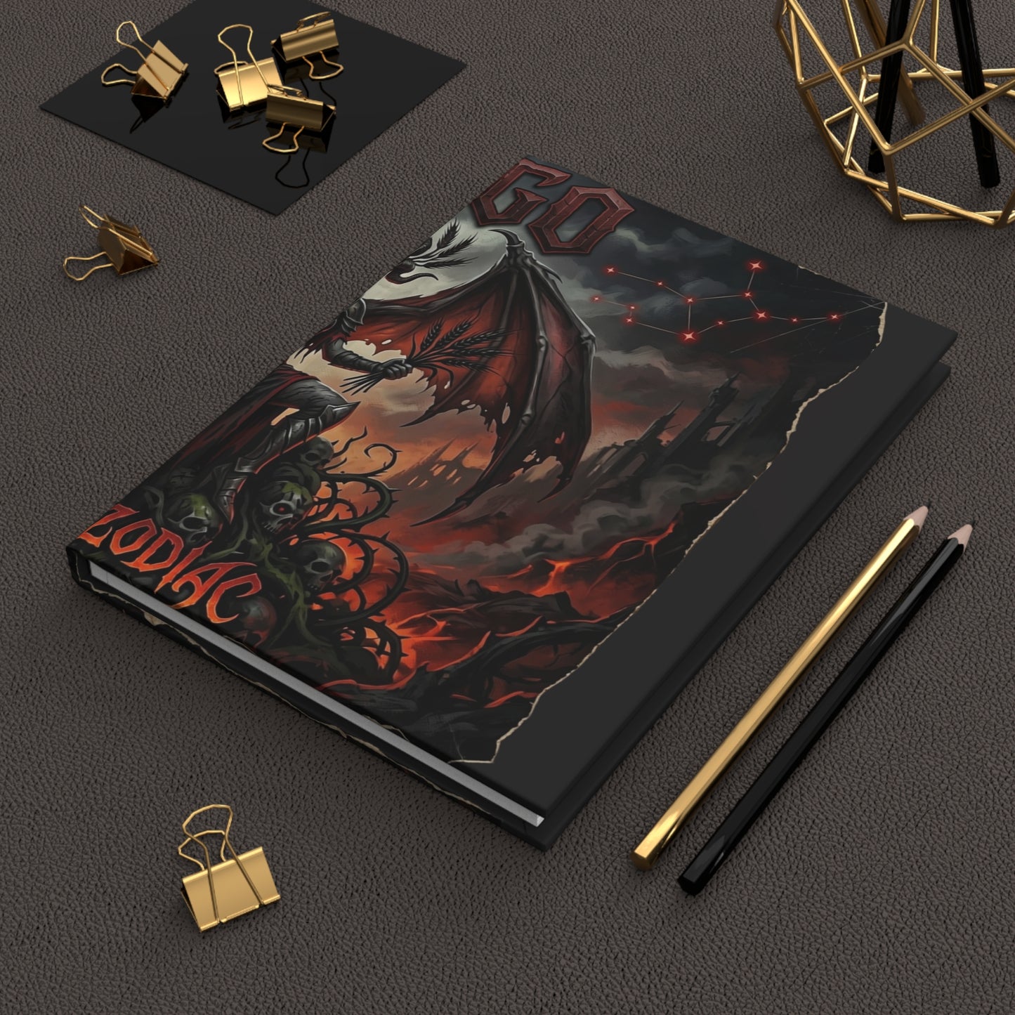 Demonic Zodiac Virgo Hardcover Journal — Gothic Demon Wings Lined Notebook