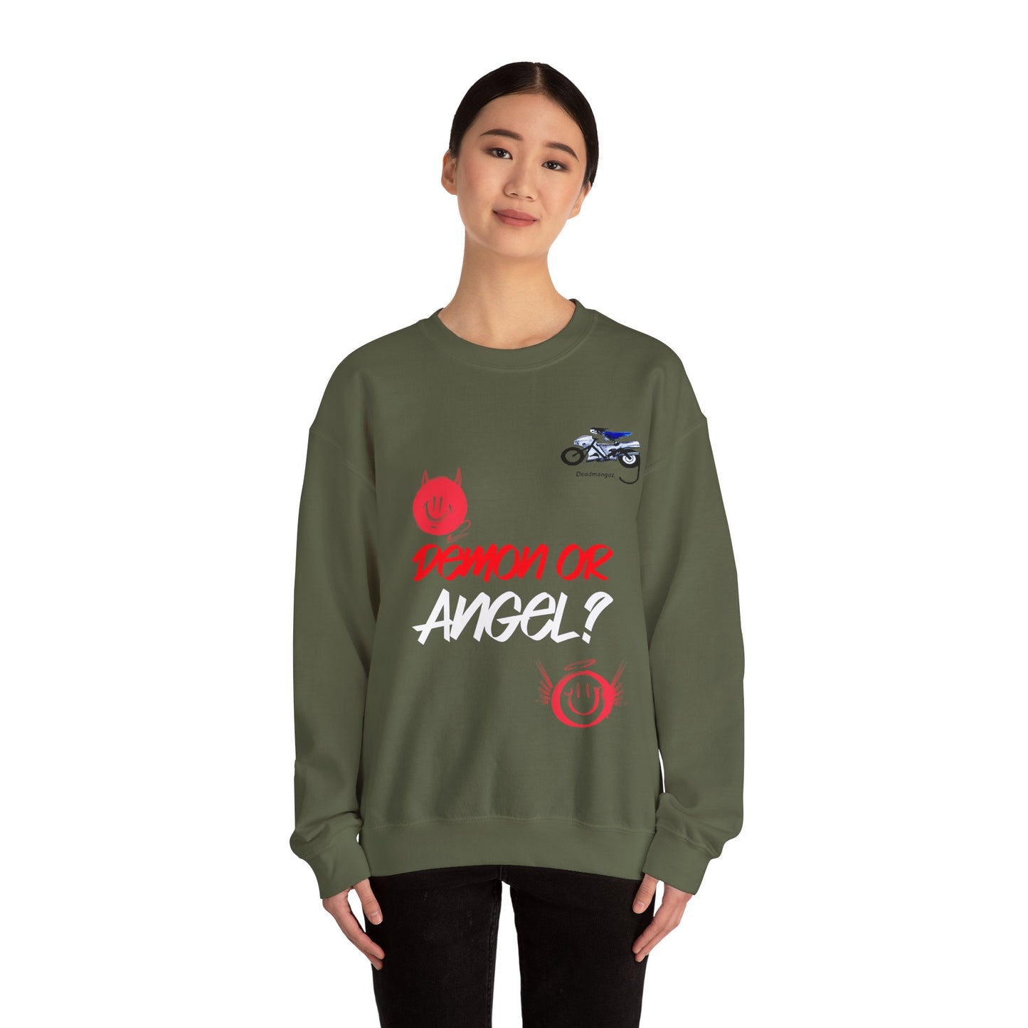 Demon or Angel? Unisex Heavy Blend™ Crewneck Sweatshirt - Fun Graphic Sweatshirt for Everyday Style