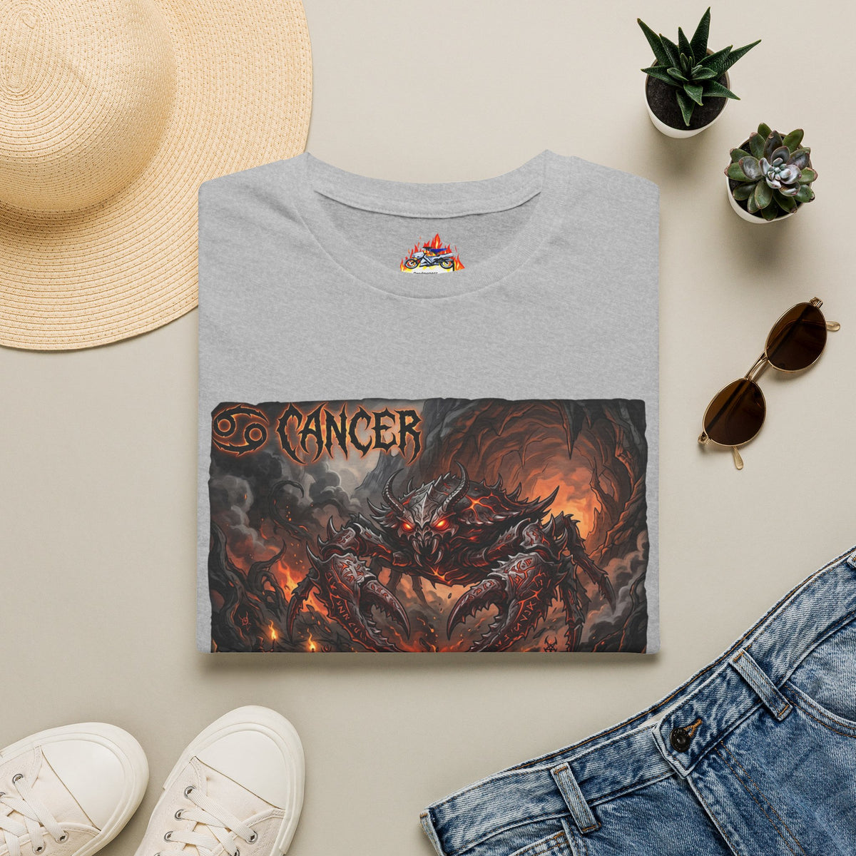 Cancer Zodiac T‑Shirt — Dark Demonic Crab Astrology Tee
