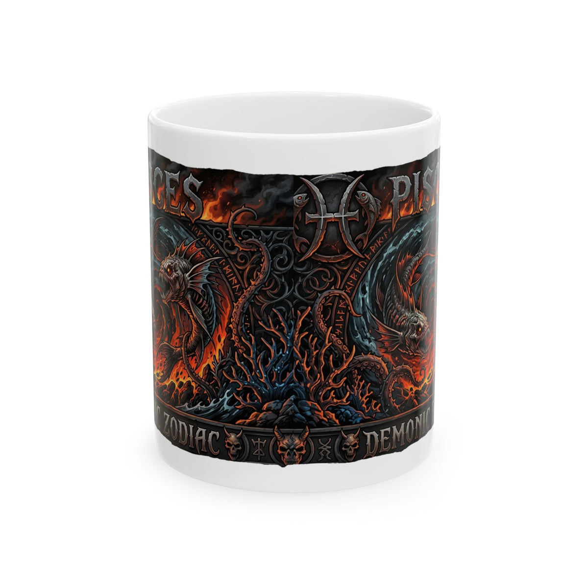 Dark Fantasy Pisces Mug — Gothic Creature Ceramic Coffee Cup (11oz/15oz)
