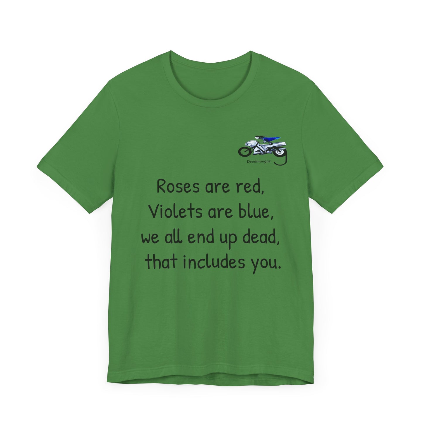 Funny Motorcycle-Themed Unisex Short Sleeve Tee - "Roses are Red, Violets are Blue"