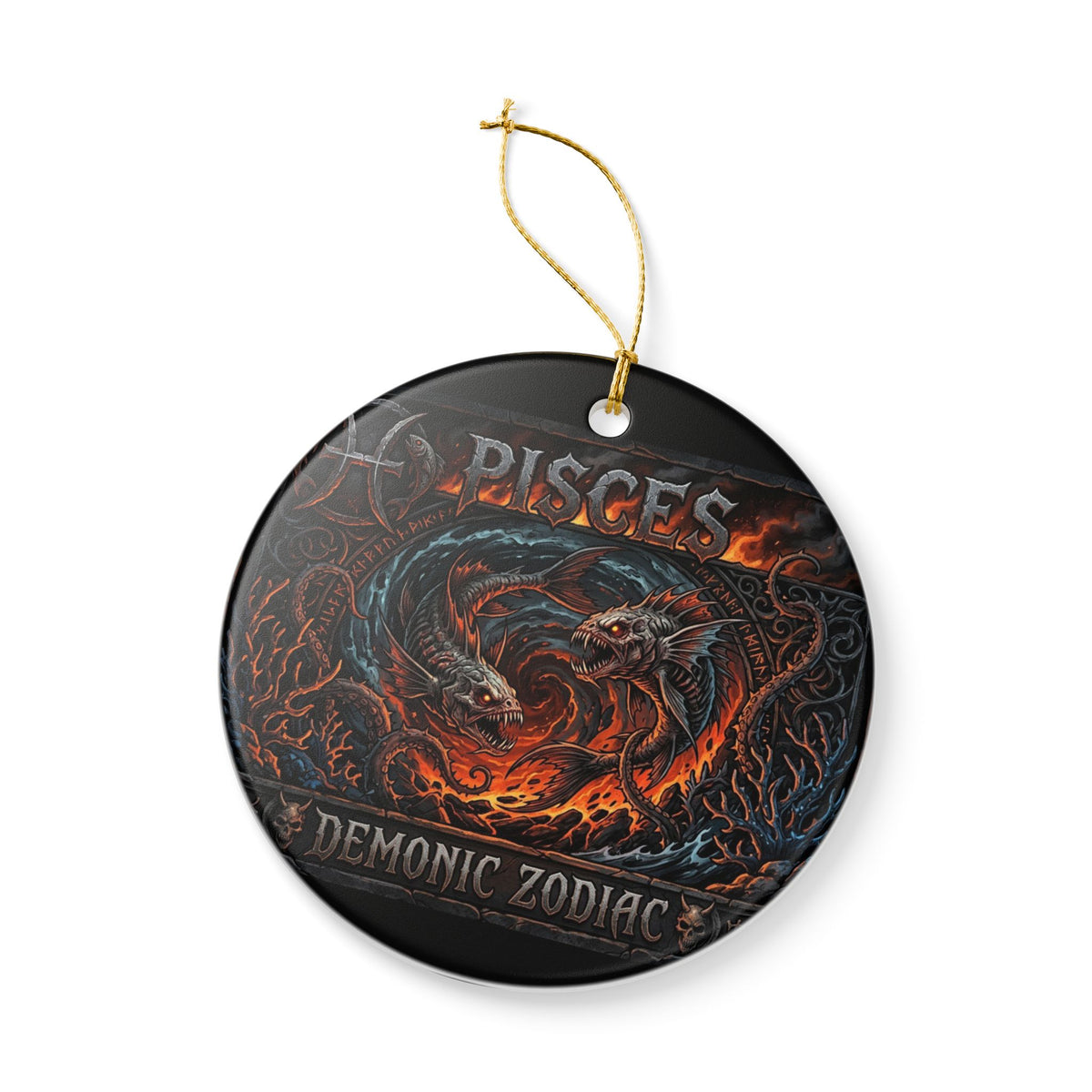 Pisces Ceramic Ornament — Demonic Zodiac Fish Decorative Hanging Ornament