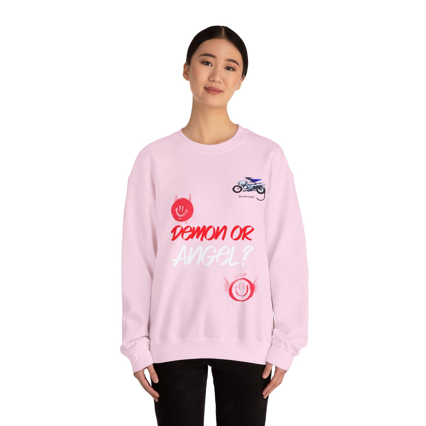 Demon or Angel? Unisex Heavy Blend™ Crewneck Sweatshirt - Fun Graphic Sweatshirt for Everyday Style