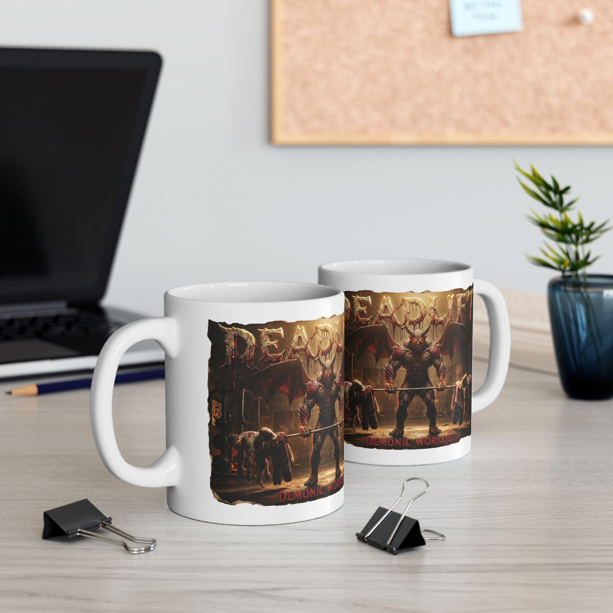 Demonic Workout Ceramic Mug – "Dead lift" Horror Coffee Cup (11oz, 15oz)
