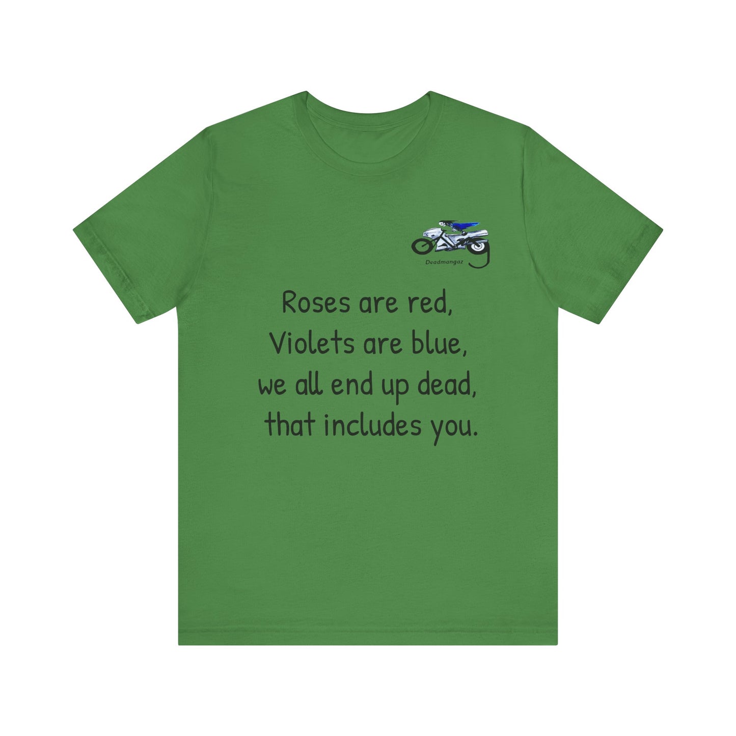 Funny Motorcycle-Themed Unisex Short Sleeve Tee - "Roses are Red, Violets are Blue"