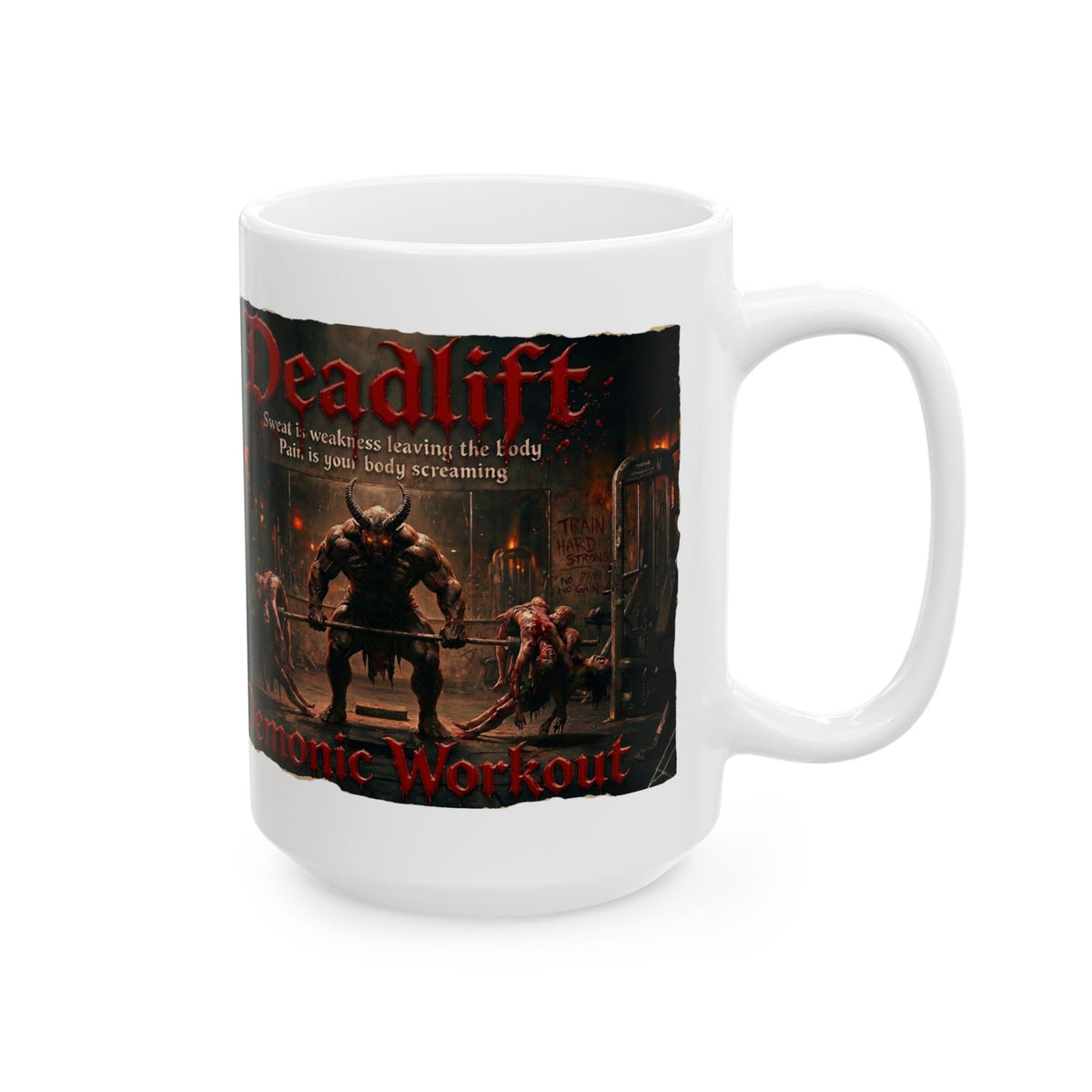 Demonic Gym Ceramic Mug (11oz & 15oz) — Dark Workout Art Coffee Cup