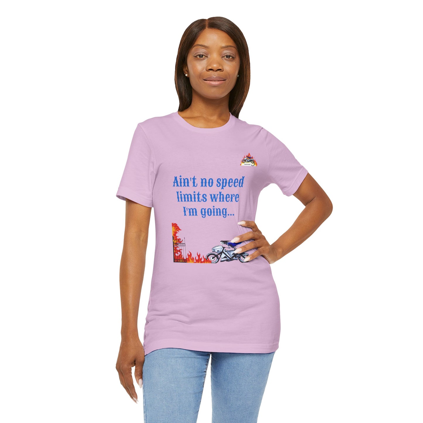 Ain't No Speed Limits Graphic Tee - Unisex Jersey Short Sleeve Shirt for Motorbike Lovers