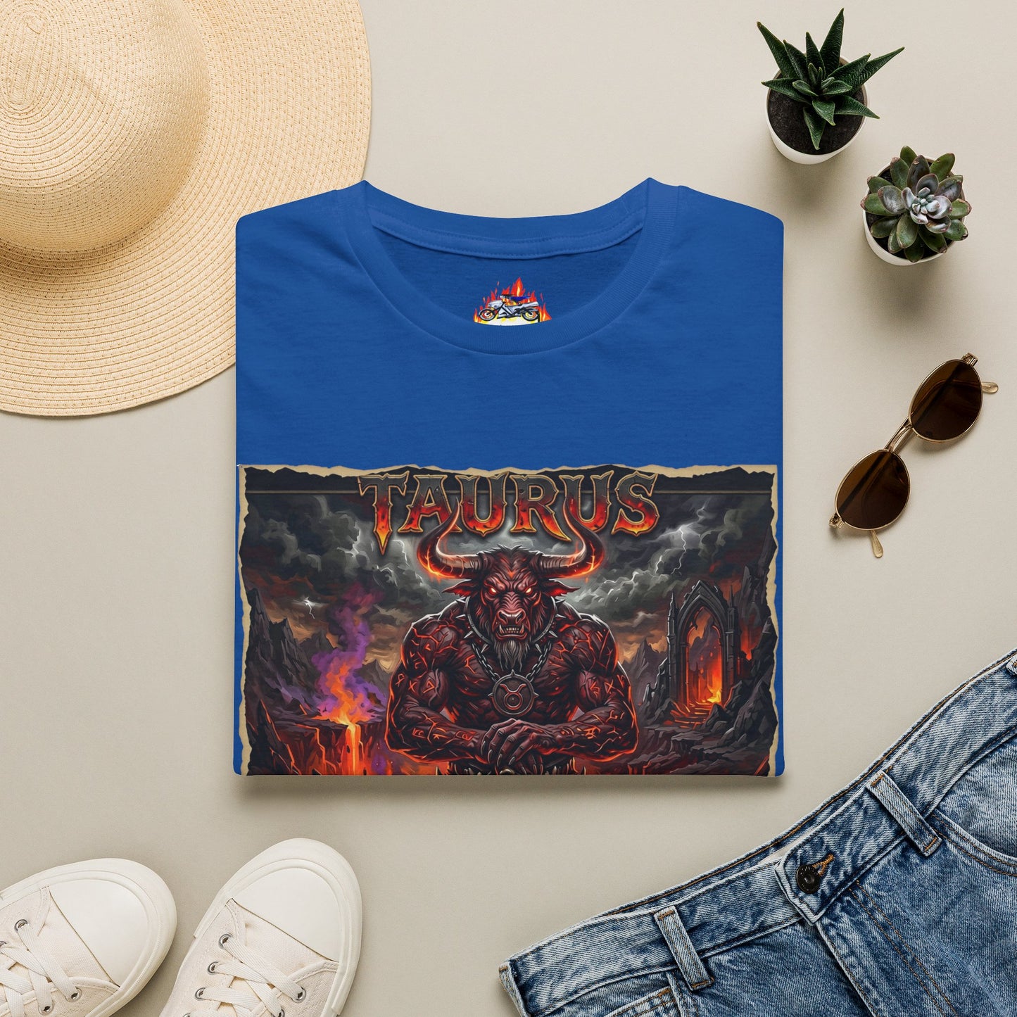 Taurus Demon T‑Shirt — Fiery Mythic Bull Illustration