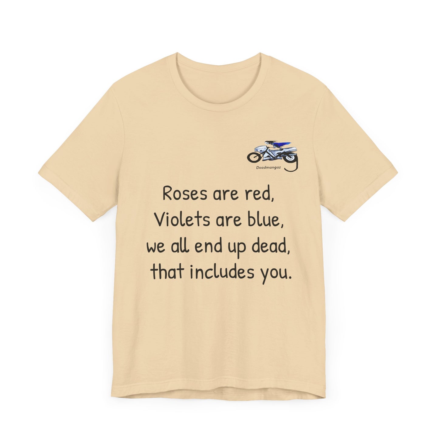 Funny Motorcycle-Themed Unisex Short Sleeve Tee - "Roses are Red, Violets are Blue"