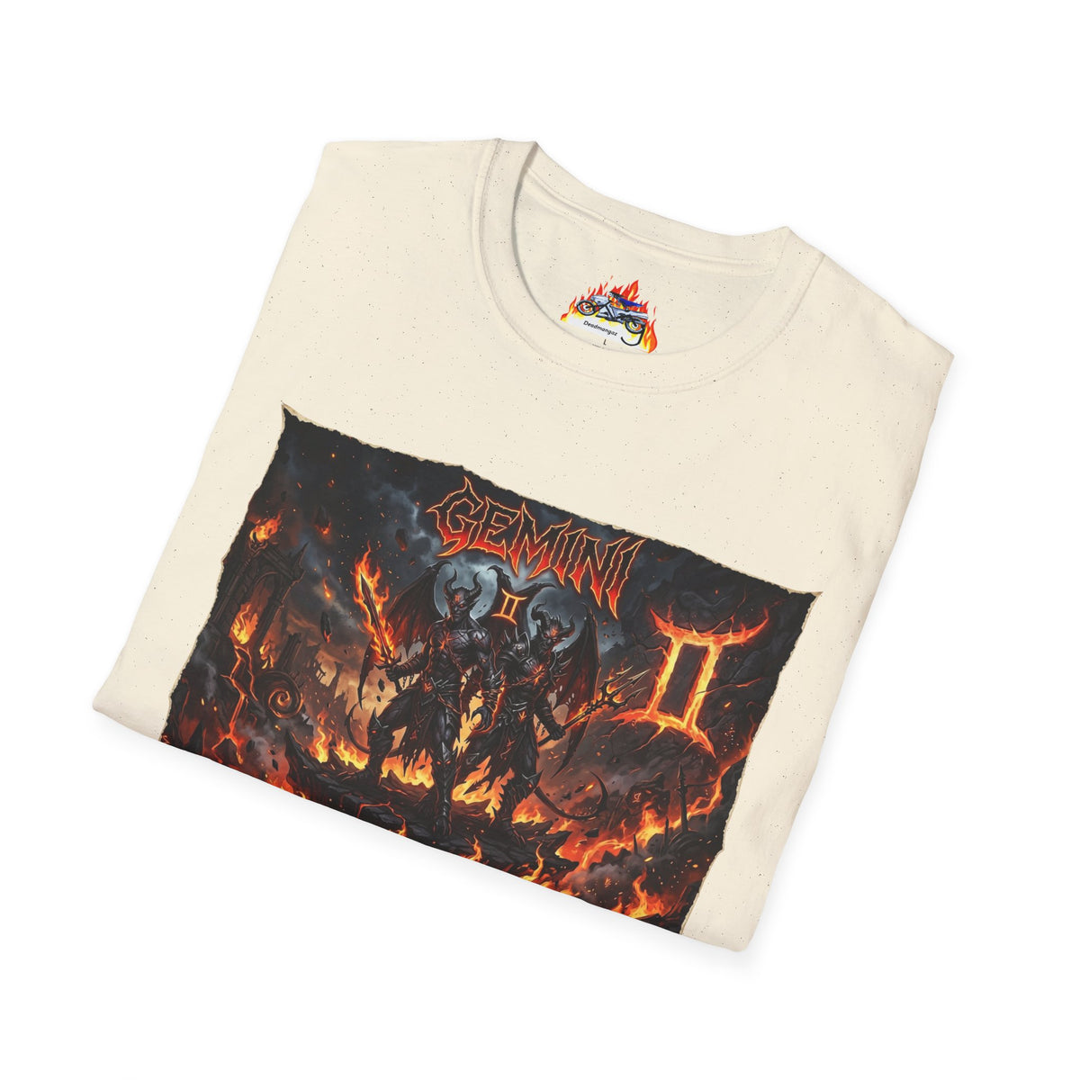 Gemini Zodiac T‑Shirt — Dark Flames Astrology Tee