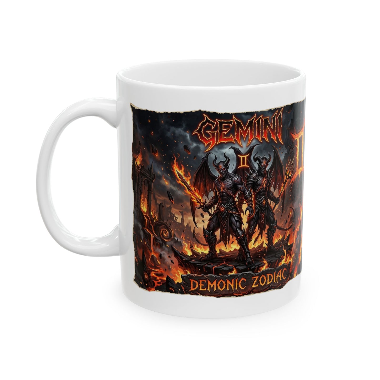 Zodiac Gemini Demons Ceramic Mug — Astrology Horoscope Coffee Cup