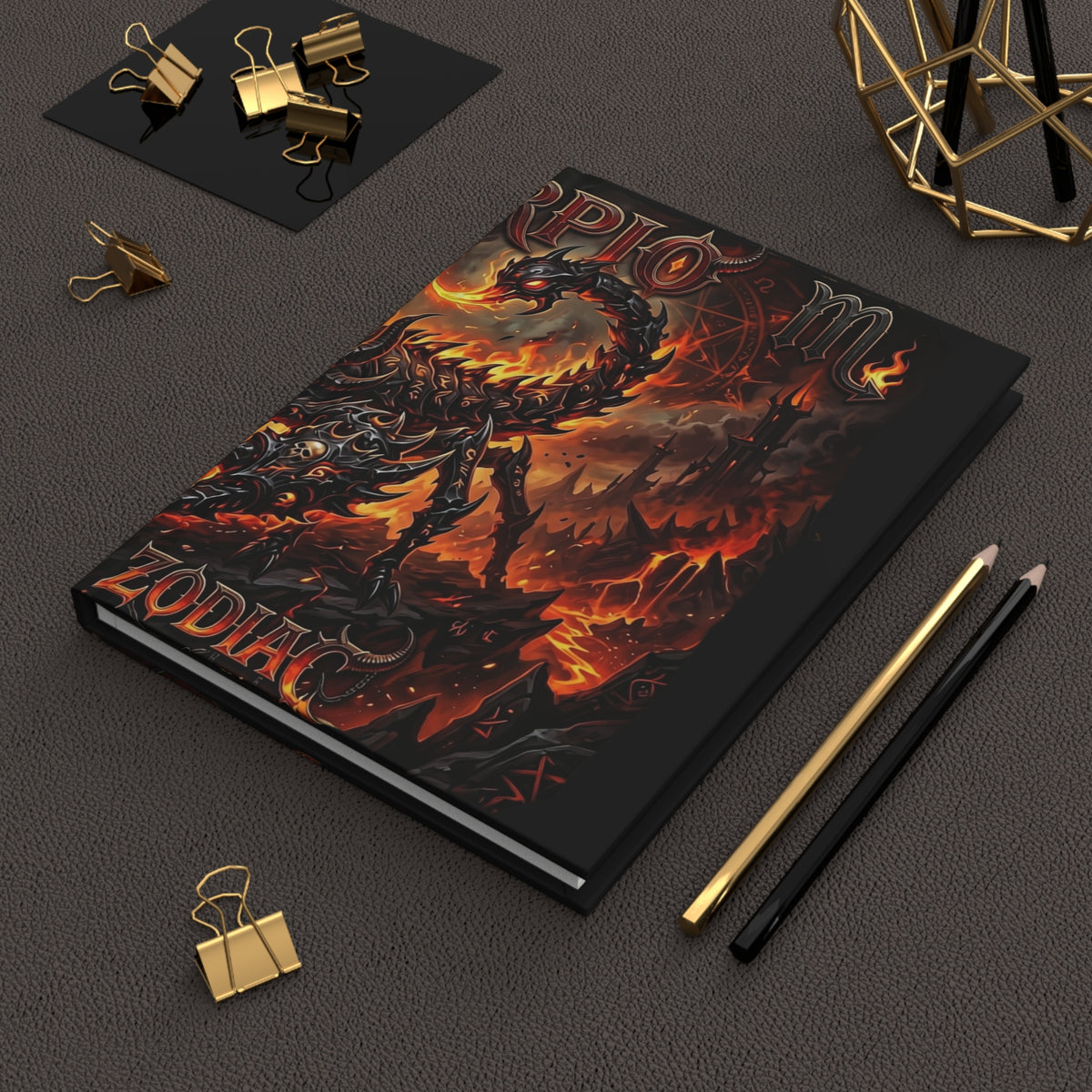 Scorpion Zodiac Hardcover Journal — Fiery Demon Scorpion Lined Notebook