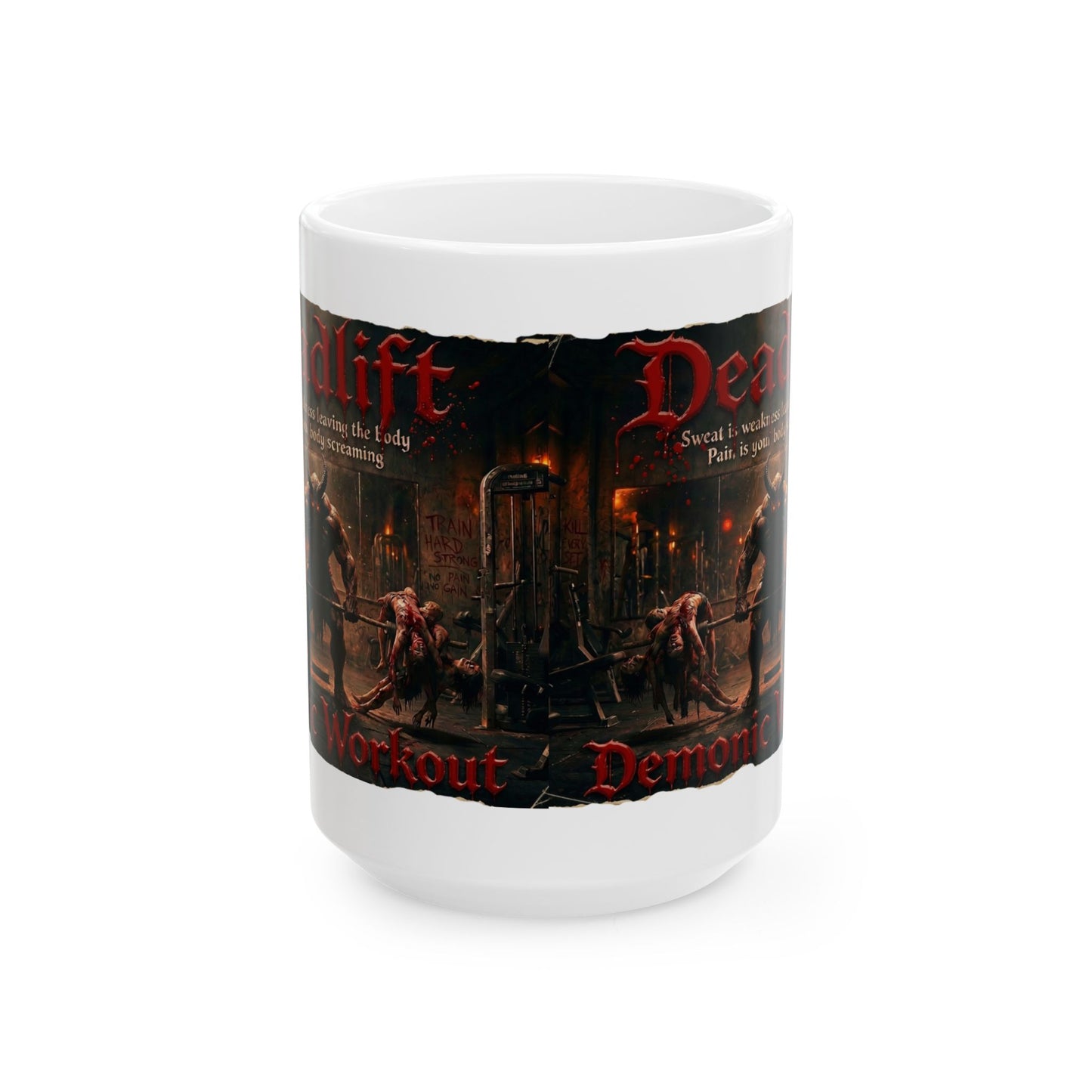 Demonic Gym Ceramic Mug (11oz & 15oz) — Dark Workout Art Coffee Cup